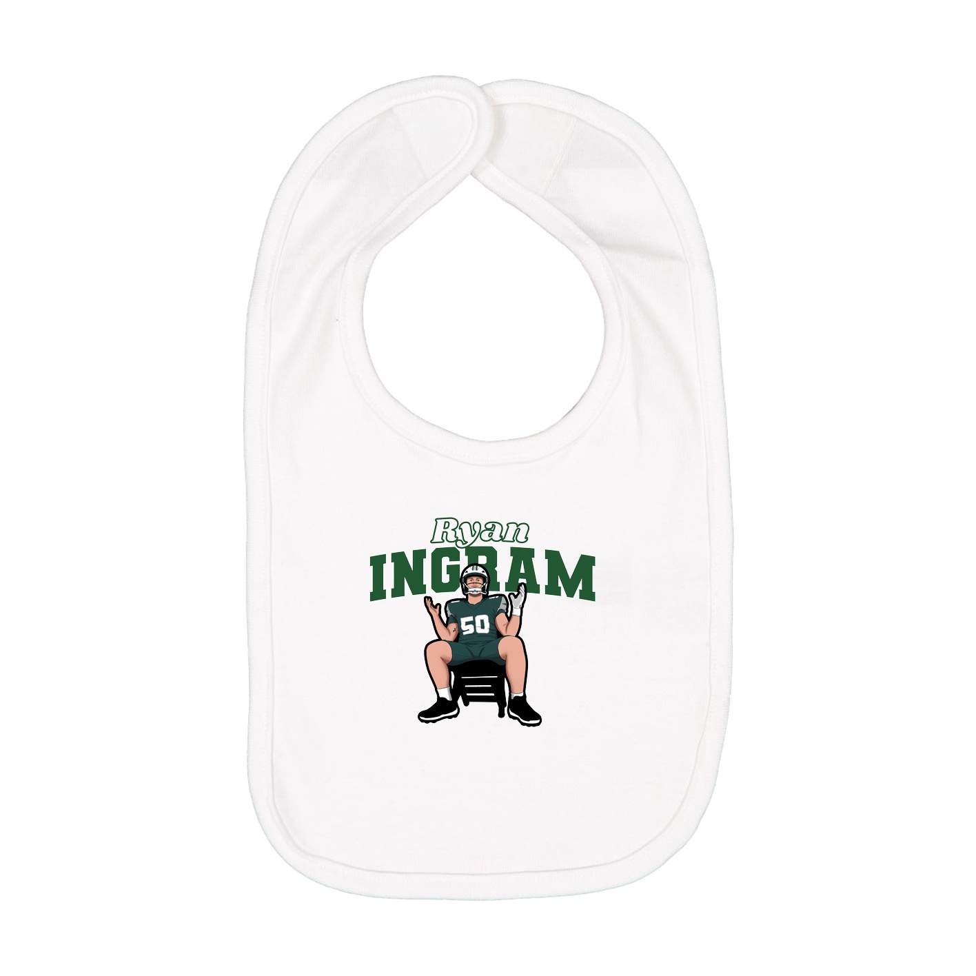 Infant Bib — Name Arch in White