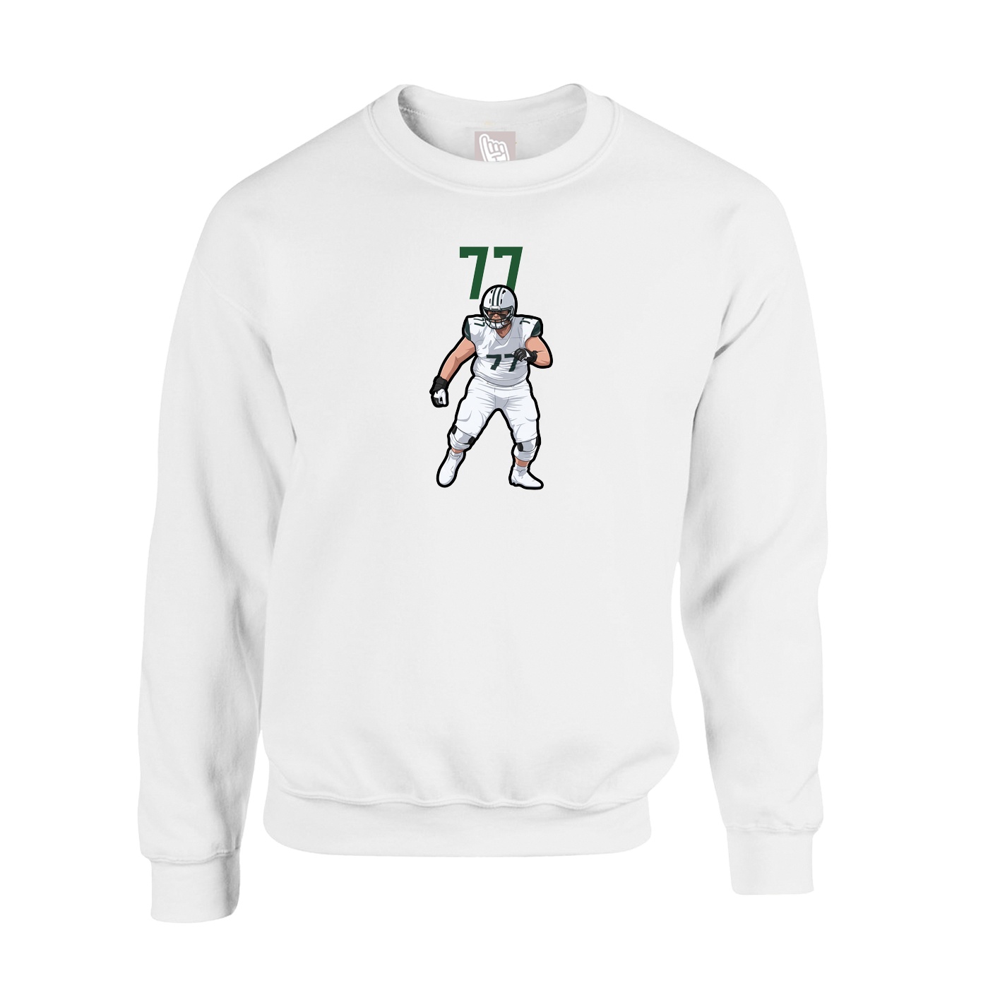 Fleece Crew — Number Top in White