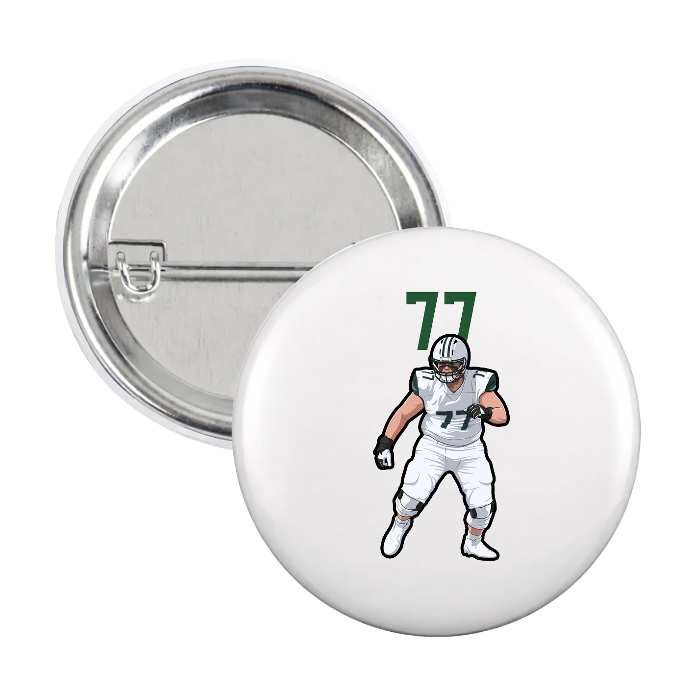 Game Day Button — Number Top in White