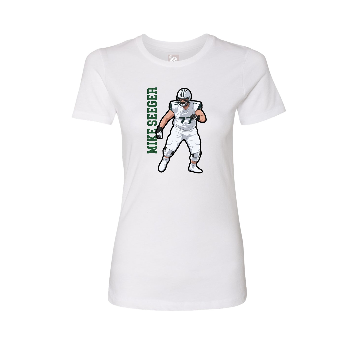 Fitted Women's Tee — Name Vertical in White