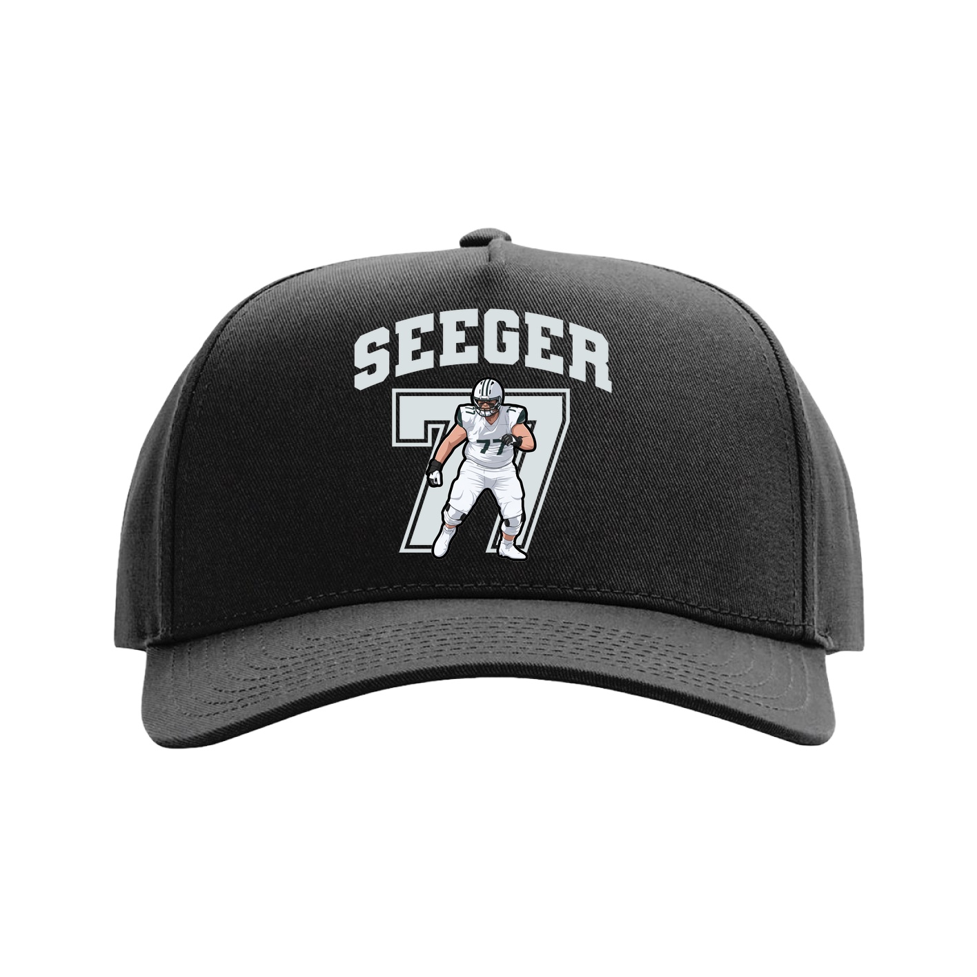 Full Fabric Five-Panel Champ Cap — Number in Black