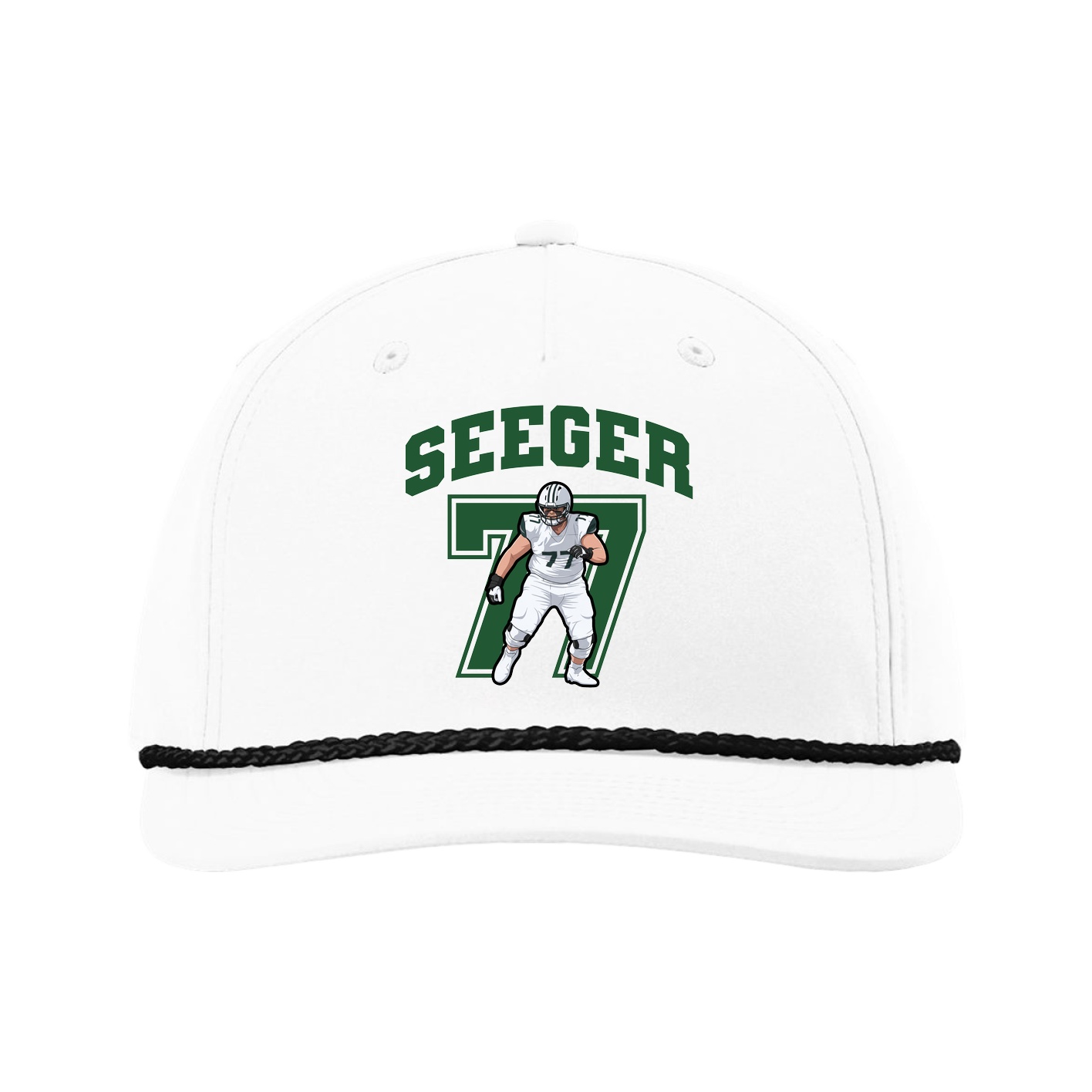 Five-Panel Classic Rope Cap — Number in White