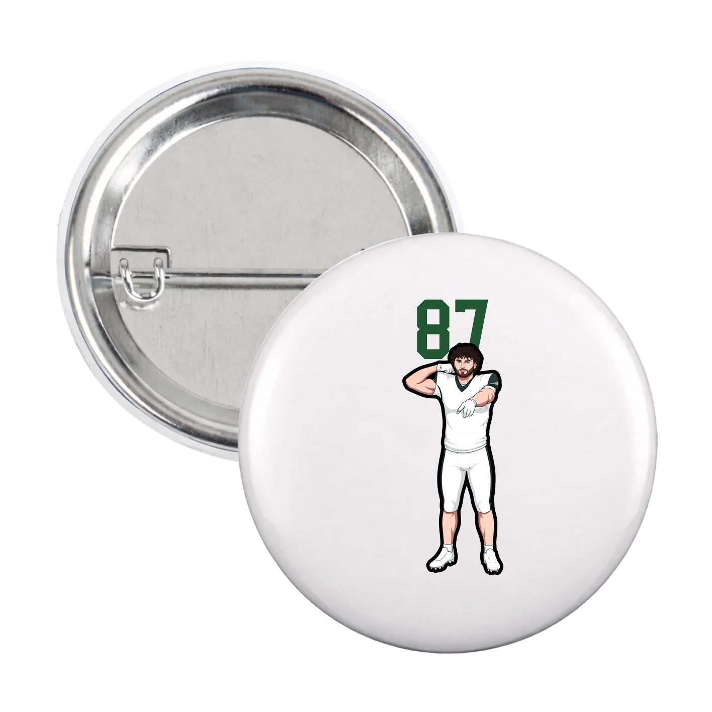 Game Day Button — Number Top in White