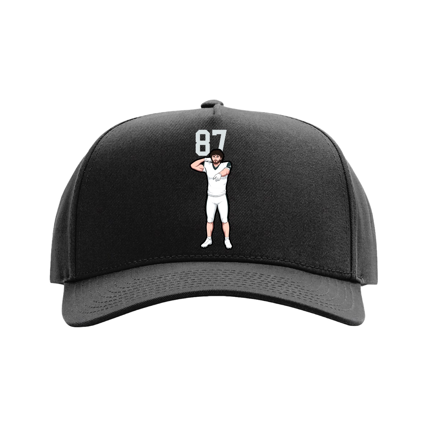Full Fabric Five-Panel Champ Cap — Number Top in Black