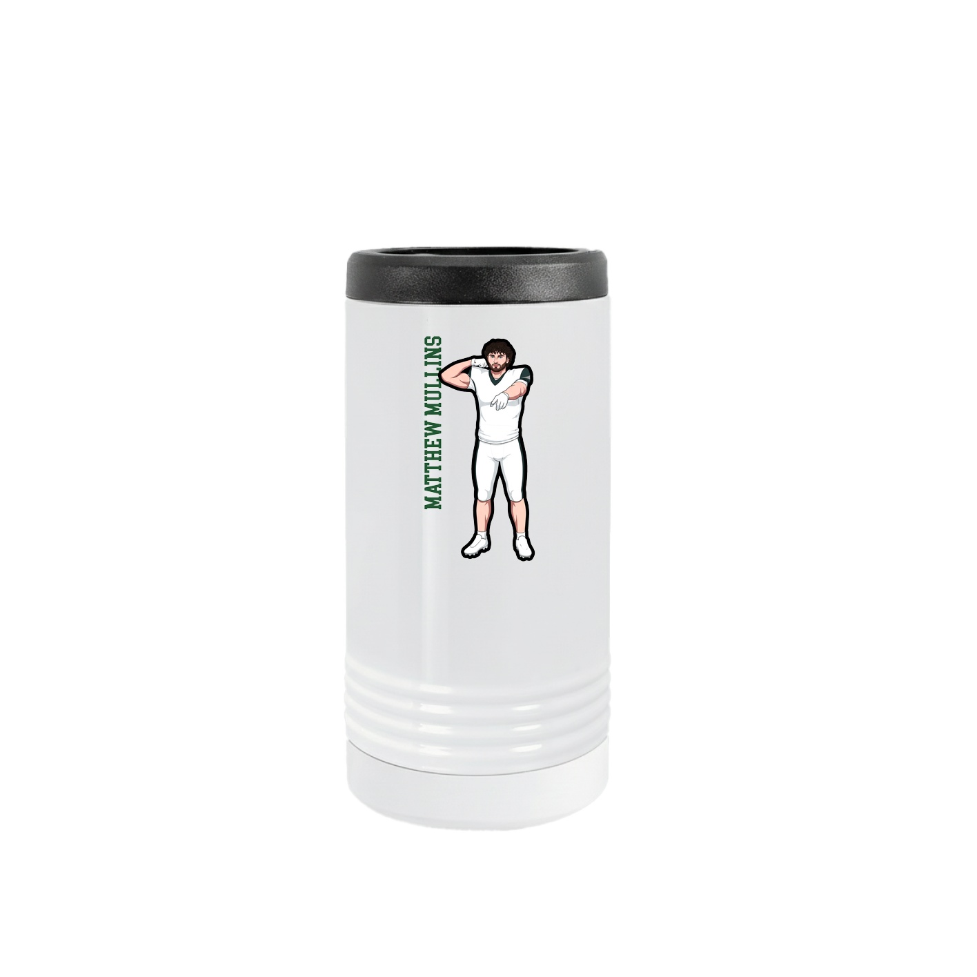 Slim Beverage Holder — Name Vertical in White
