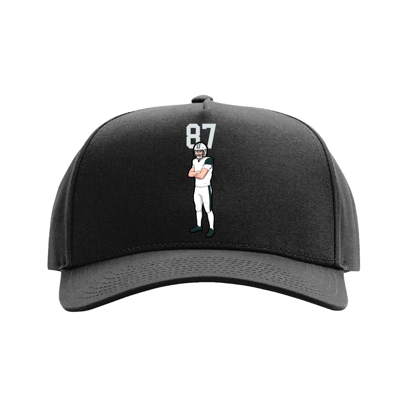 Full Fabric Five-Panel Champ Cap — Number Top in Black