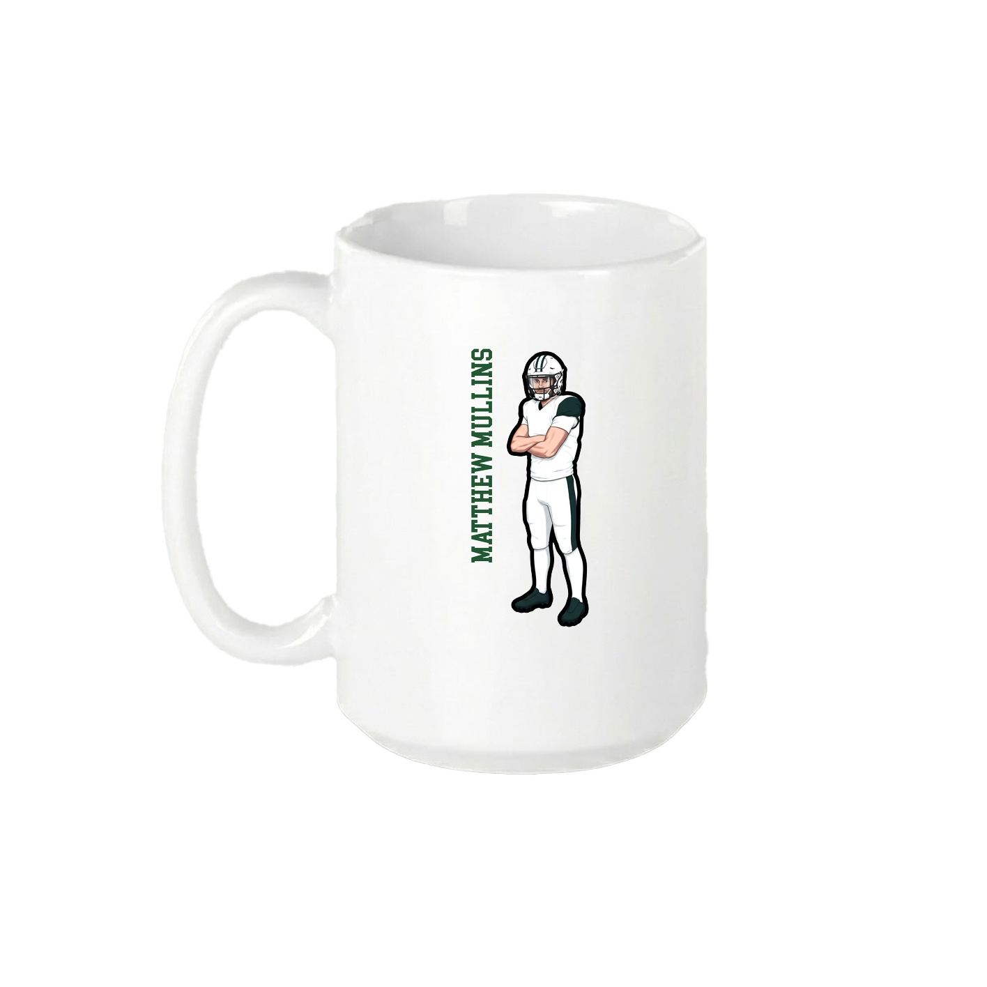 15oz Coffee Mug — Name Vertical in White