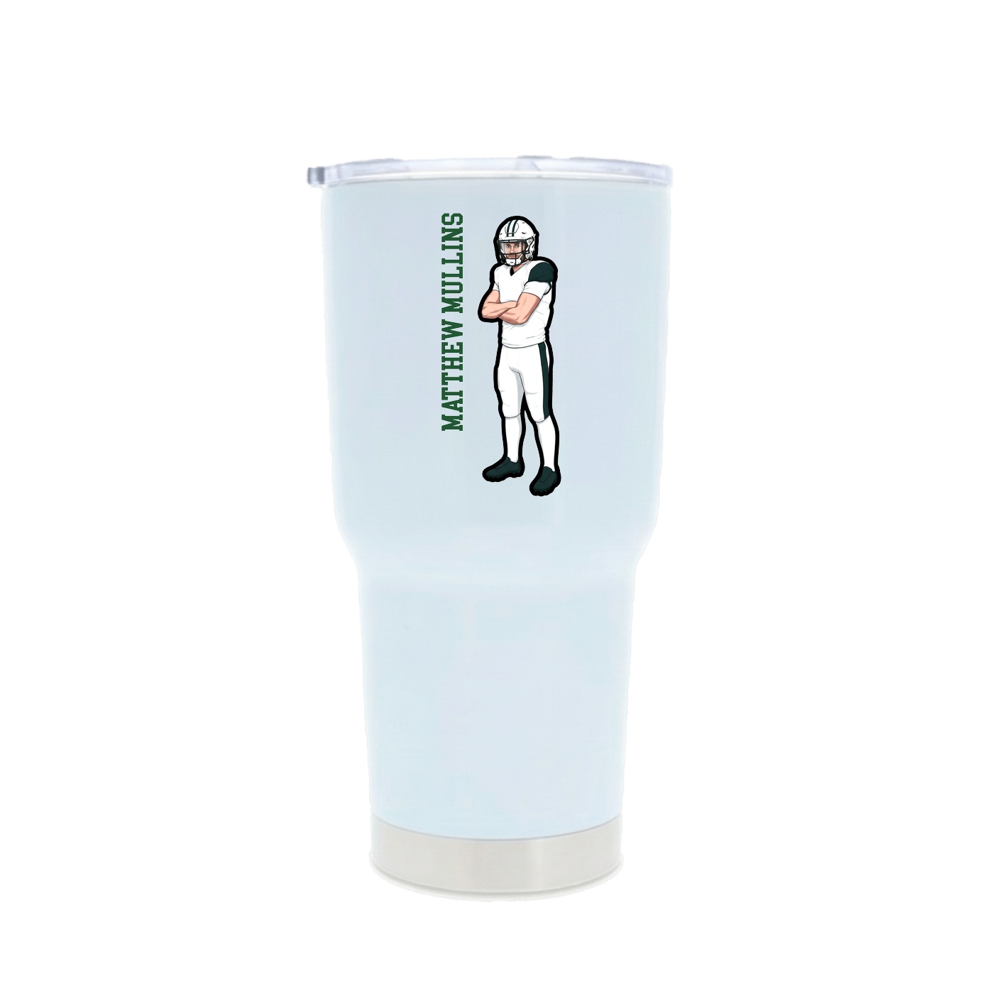 30oz Stainless Steel Tumbler — Name Vertical in White