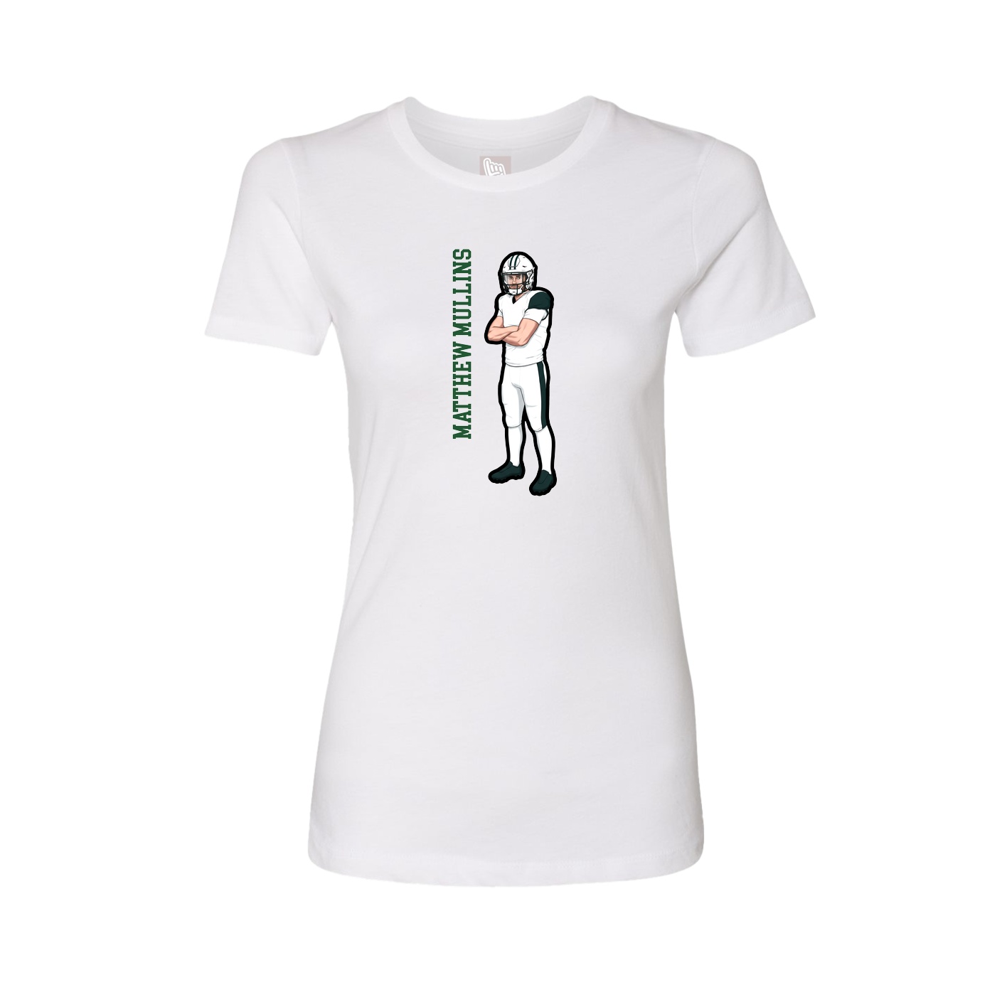 Fitted Women's Tee — Name Vertical in White
