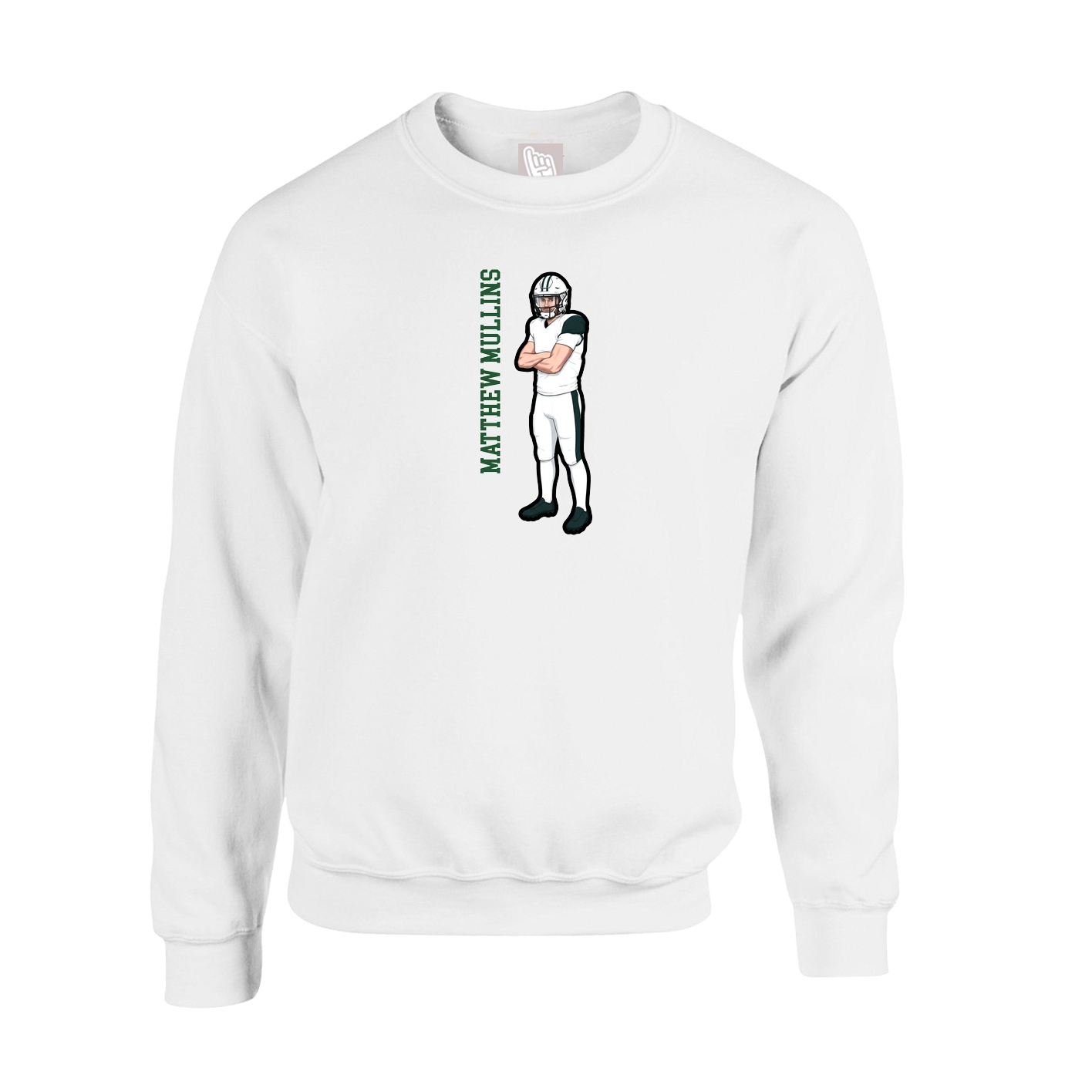 Fleece Crew — Name Vertical in White