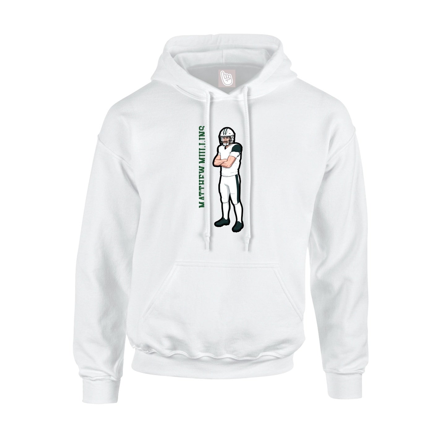 Youth Hoodie — Name Vertical in White