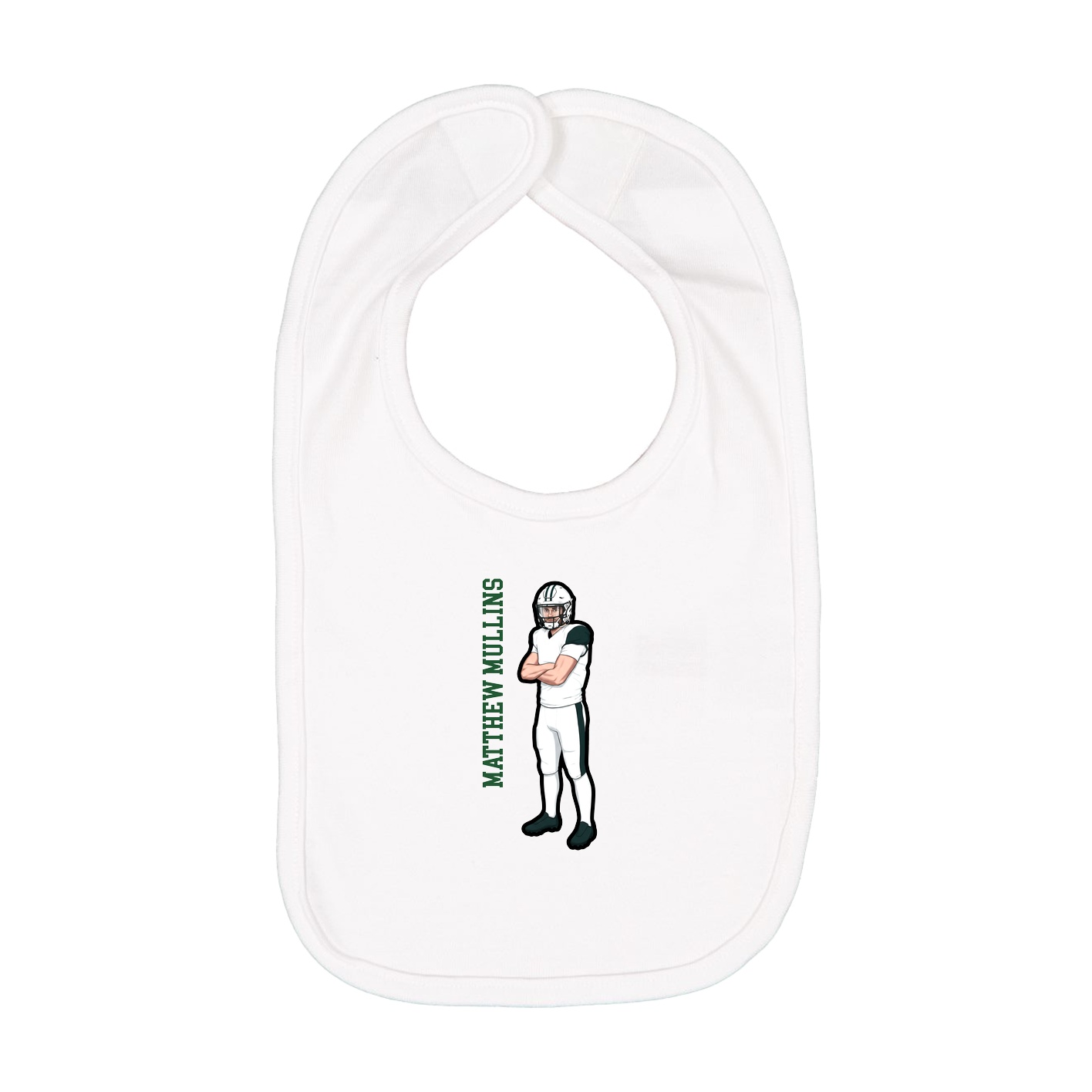 Infant Bib — Name Vertical in White