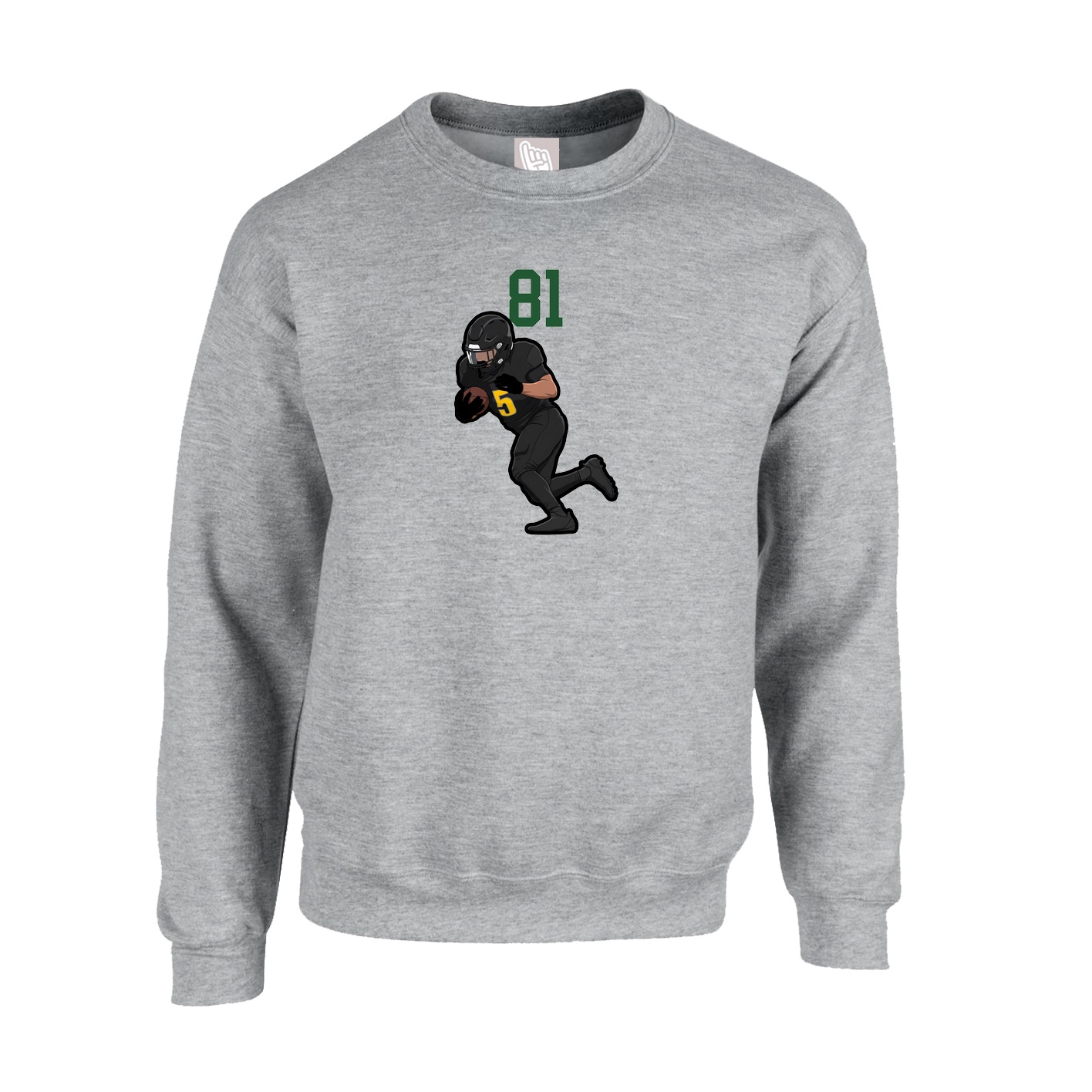Fleece Crew — Number Top in Grey