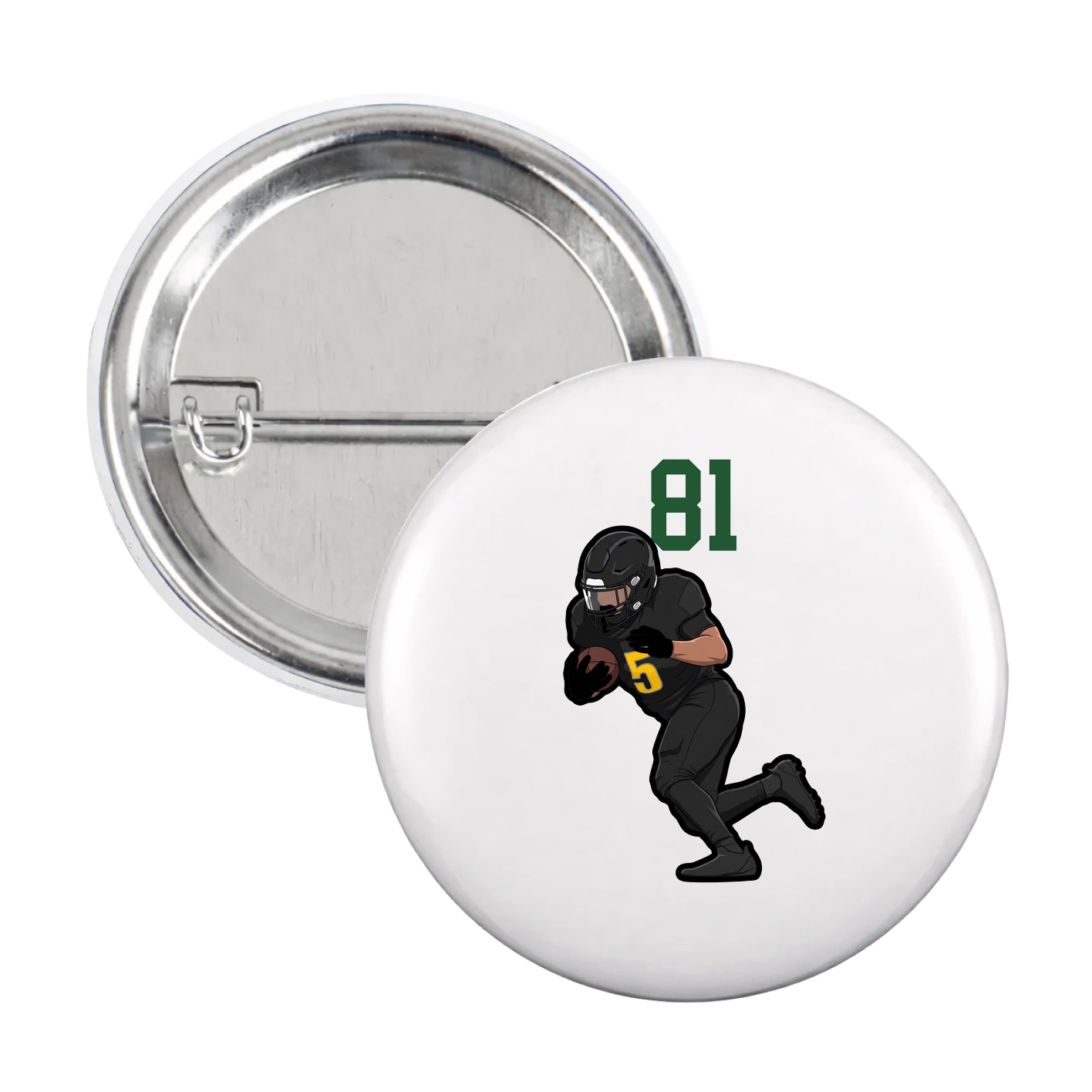 Game Day Button — Number Top in White