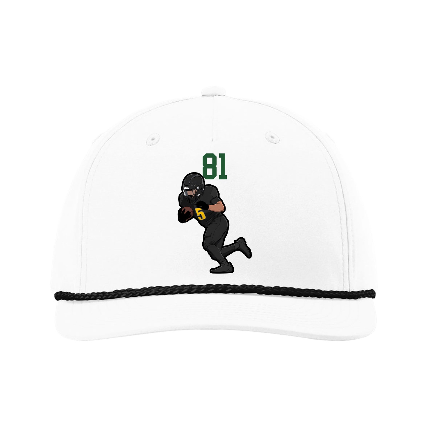 Five-Panel Classic Rope Cap — Number Top in White
