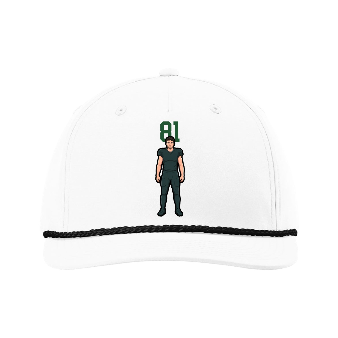Five-Panel Classic Rope Cap — Number Top in White