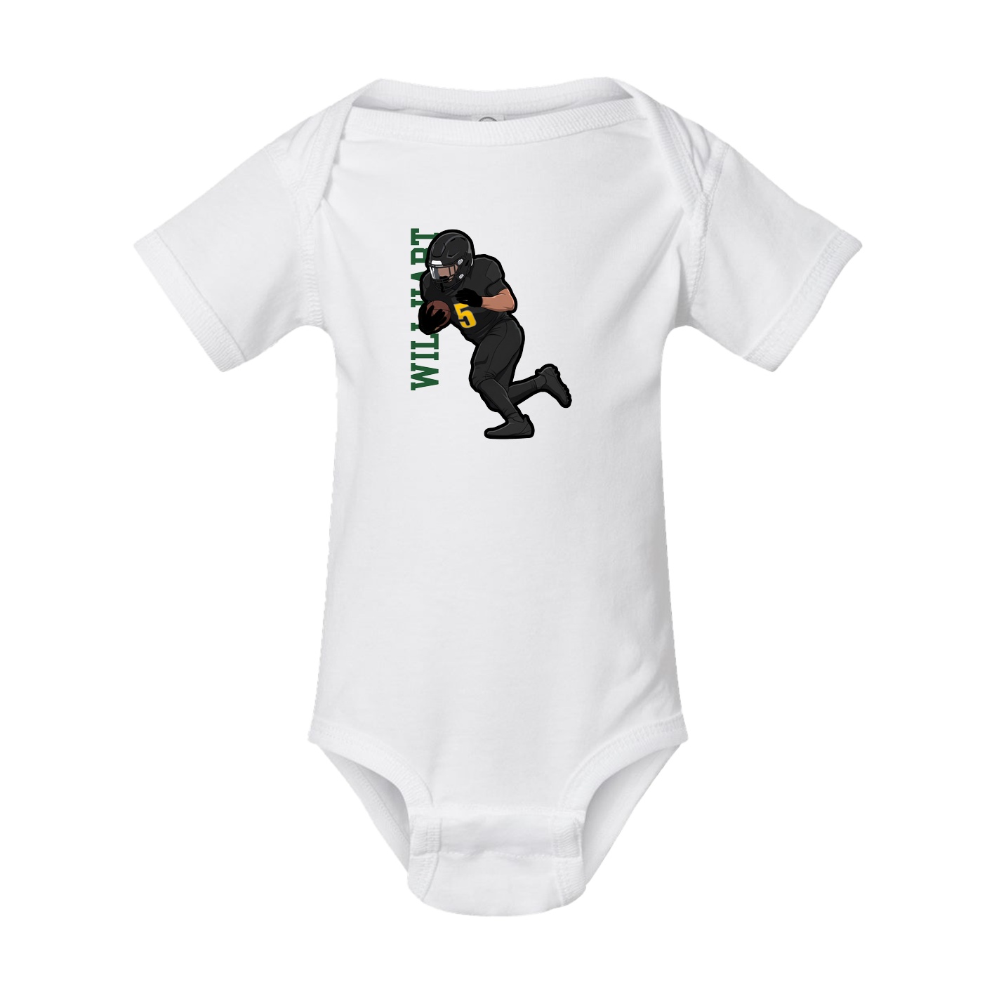 Baby Onesie — Name Vertical in White