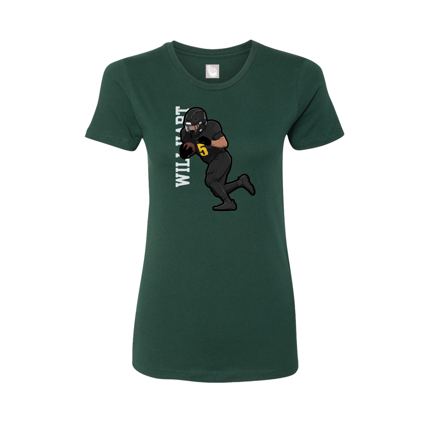 Fitted Women's Tee — Name Vertical in Green