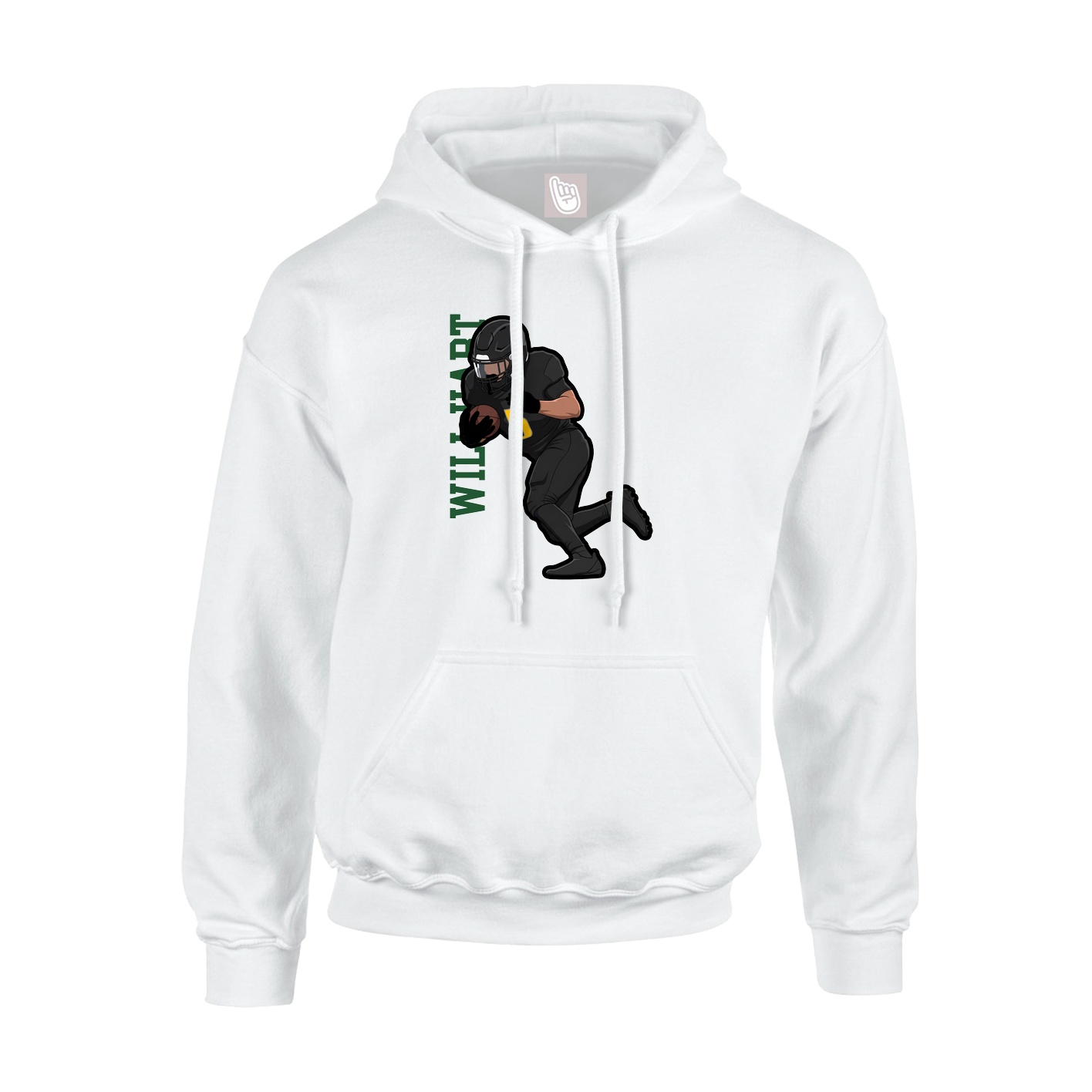 Youth Hoodie — Name Vertical in White