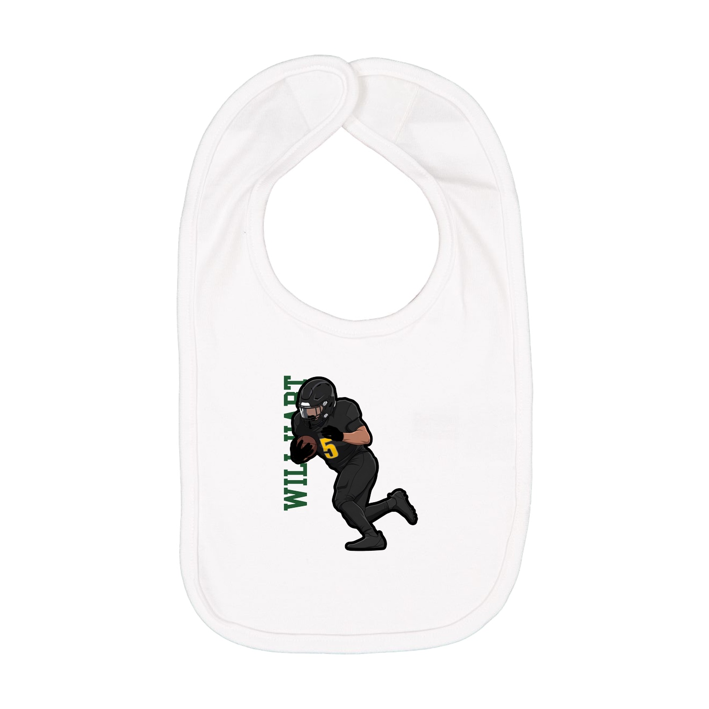 Infant Bib — Name Vertical in White