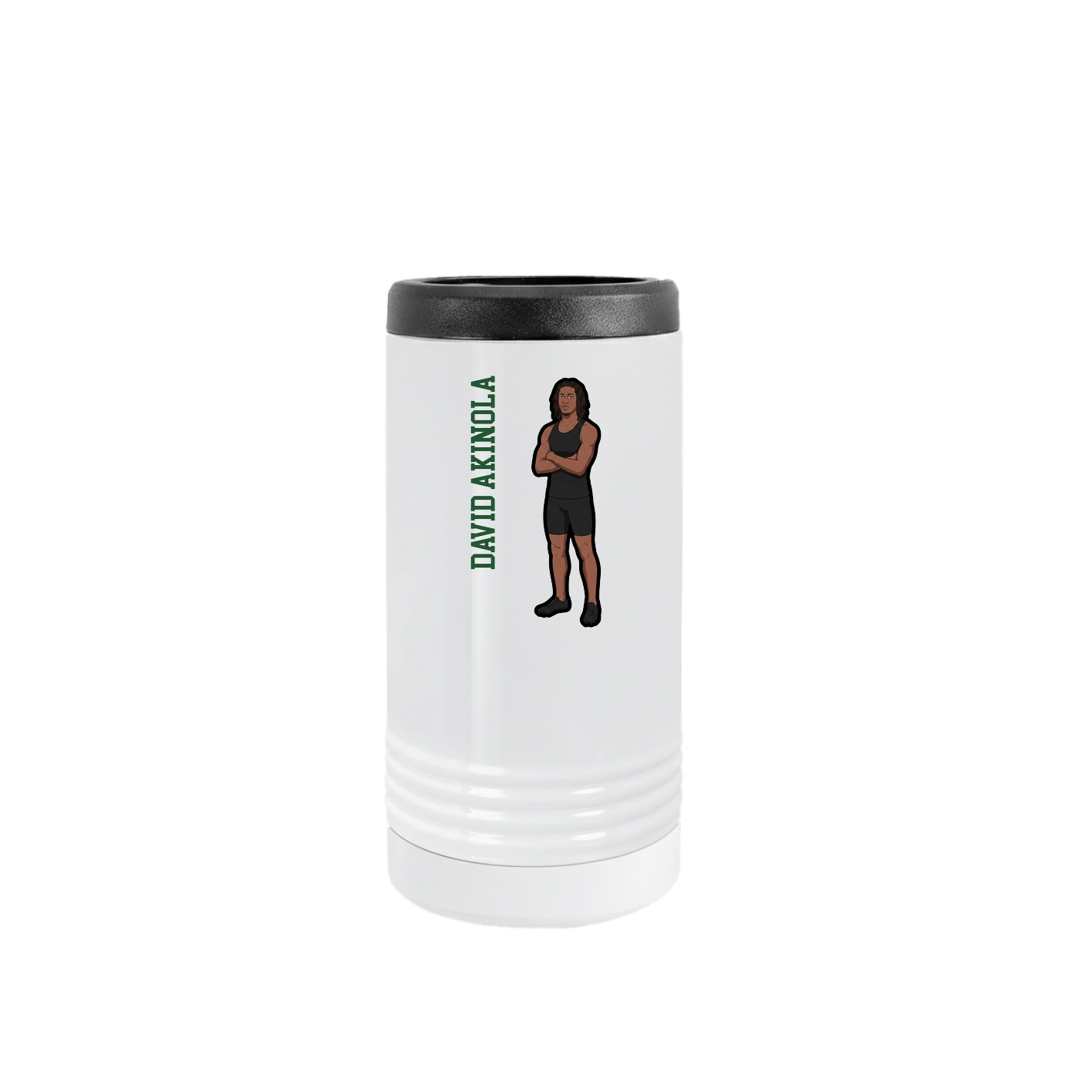 Slim Beverage Holder — Name Vertical in White