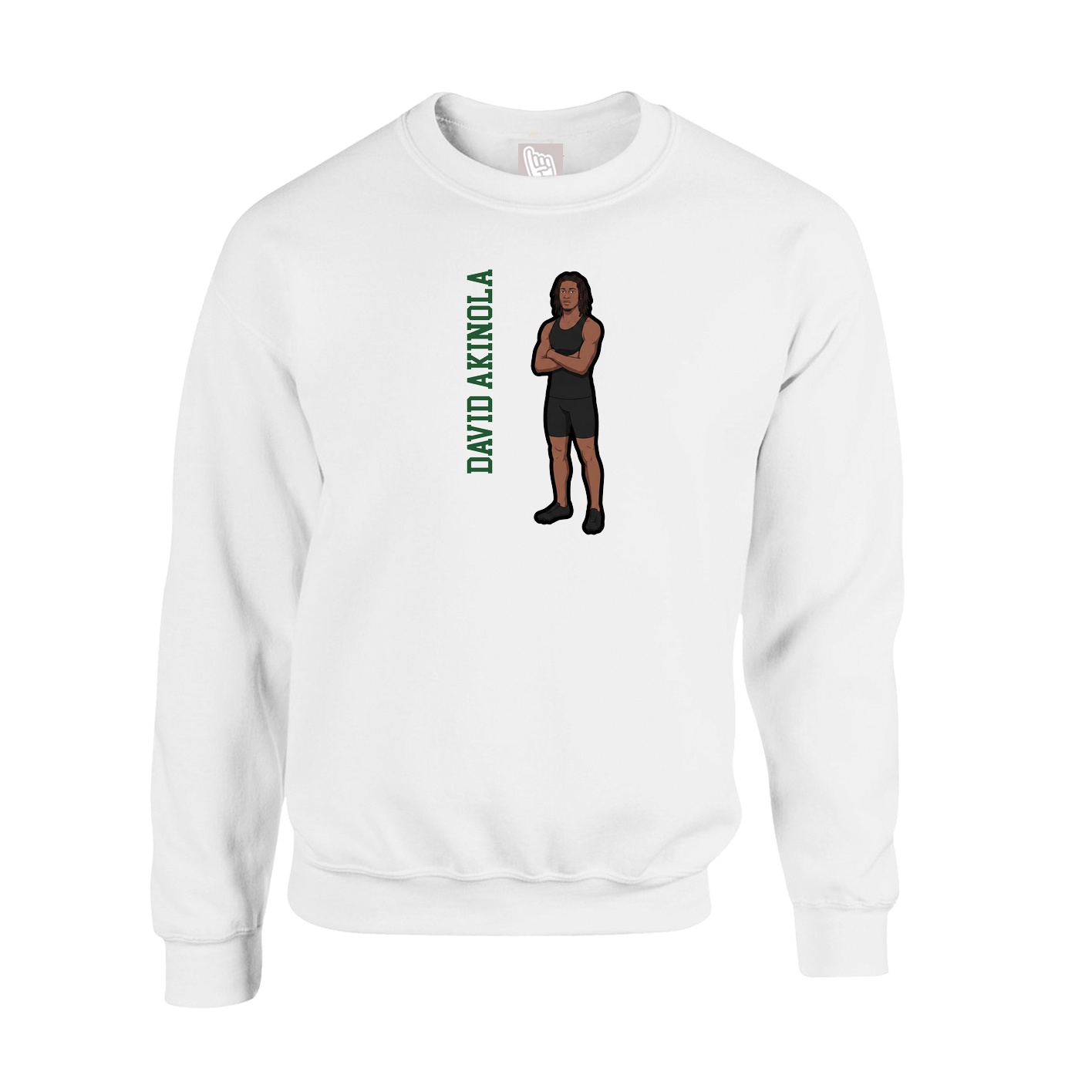 Fleece Crew — Name Vertical in White