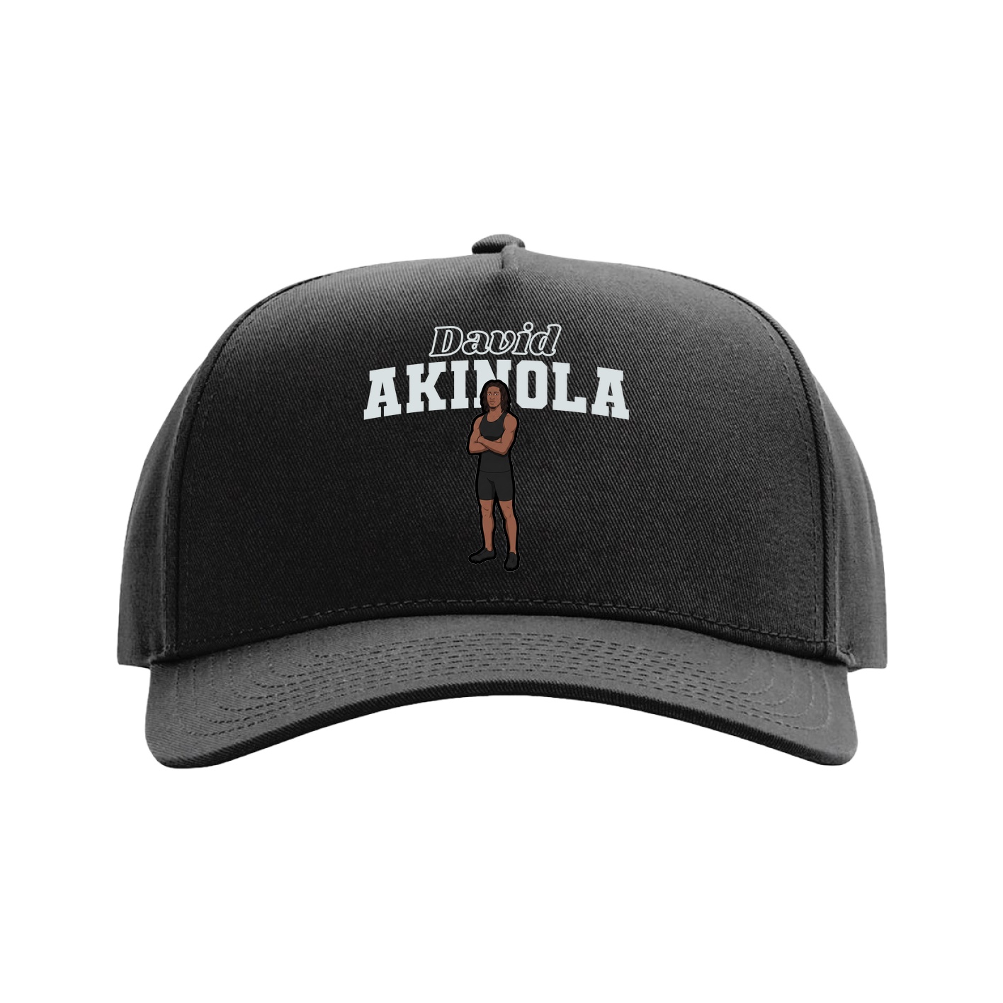 Full Fabric Five-Panel Champ Cap — Name Arch in Black