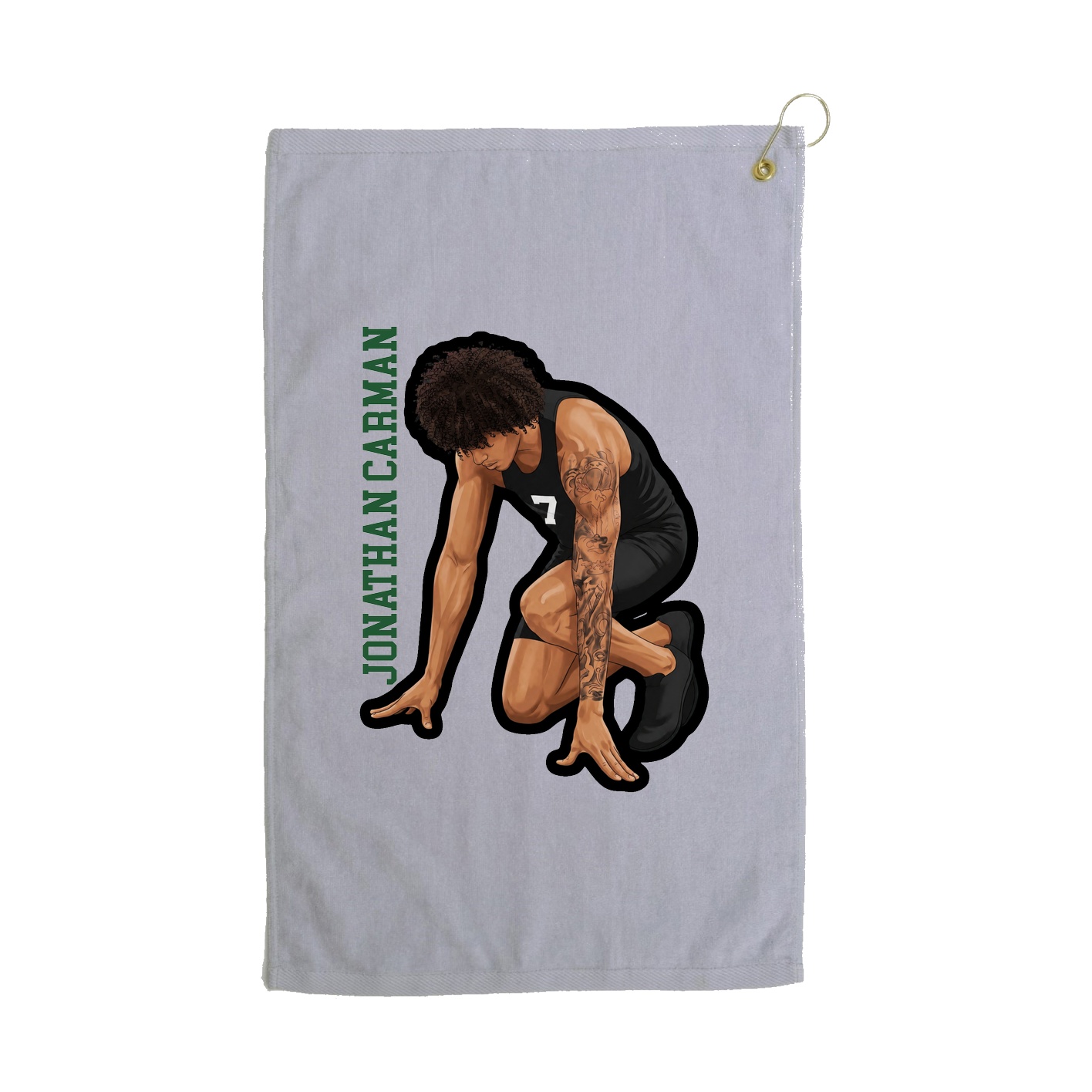 Golf Towel — Name Vertical in Grey
