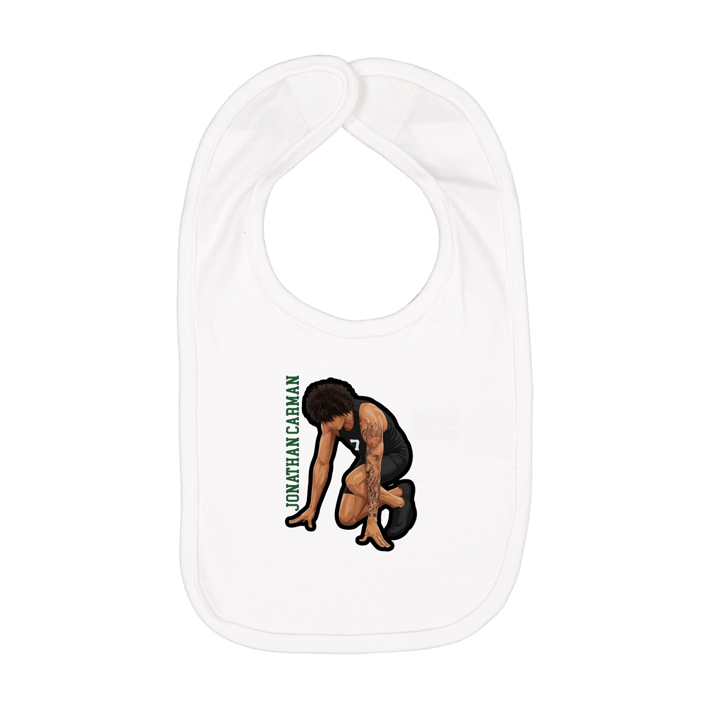 Infant Bib — Name Vertical in White