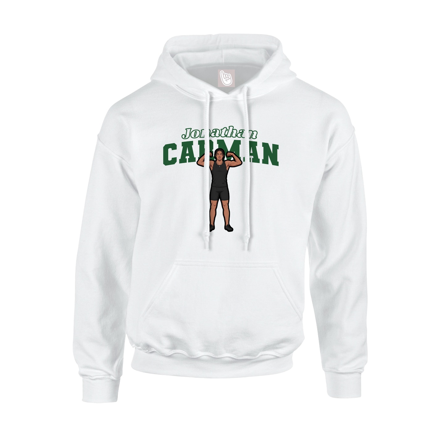 Youth Hoodie — Name Arch in White