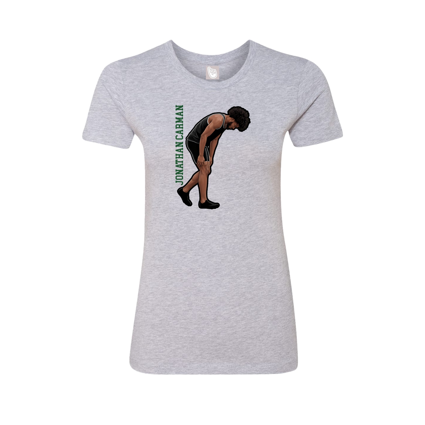 Fitted Women's Tee — Name Vertical in Grey