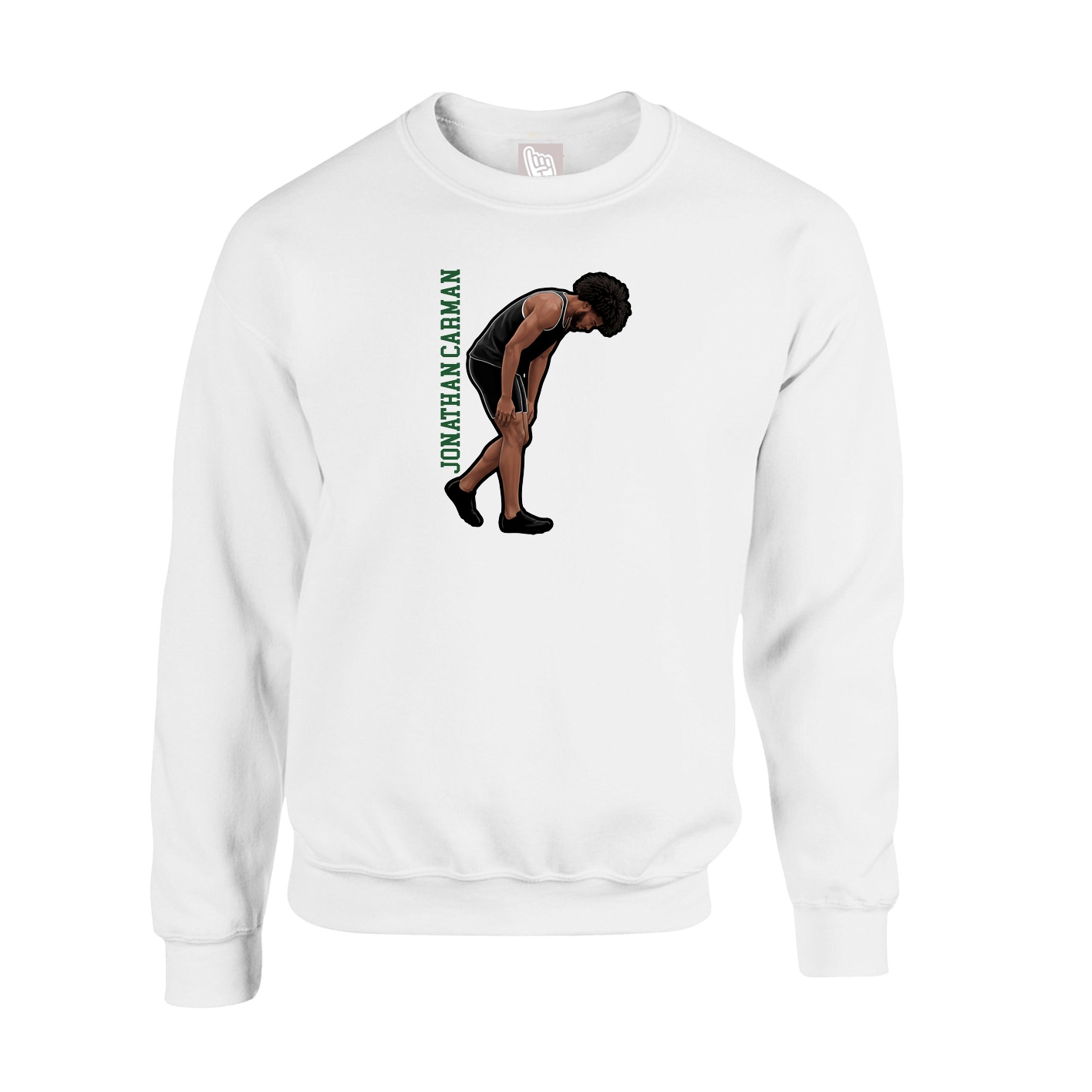 Fleece Crew — Name Vertical in White