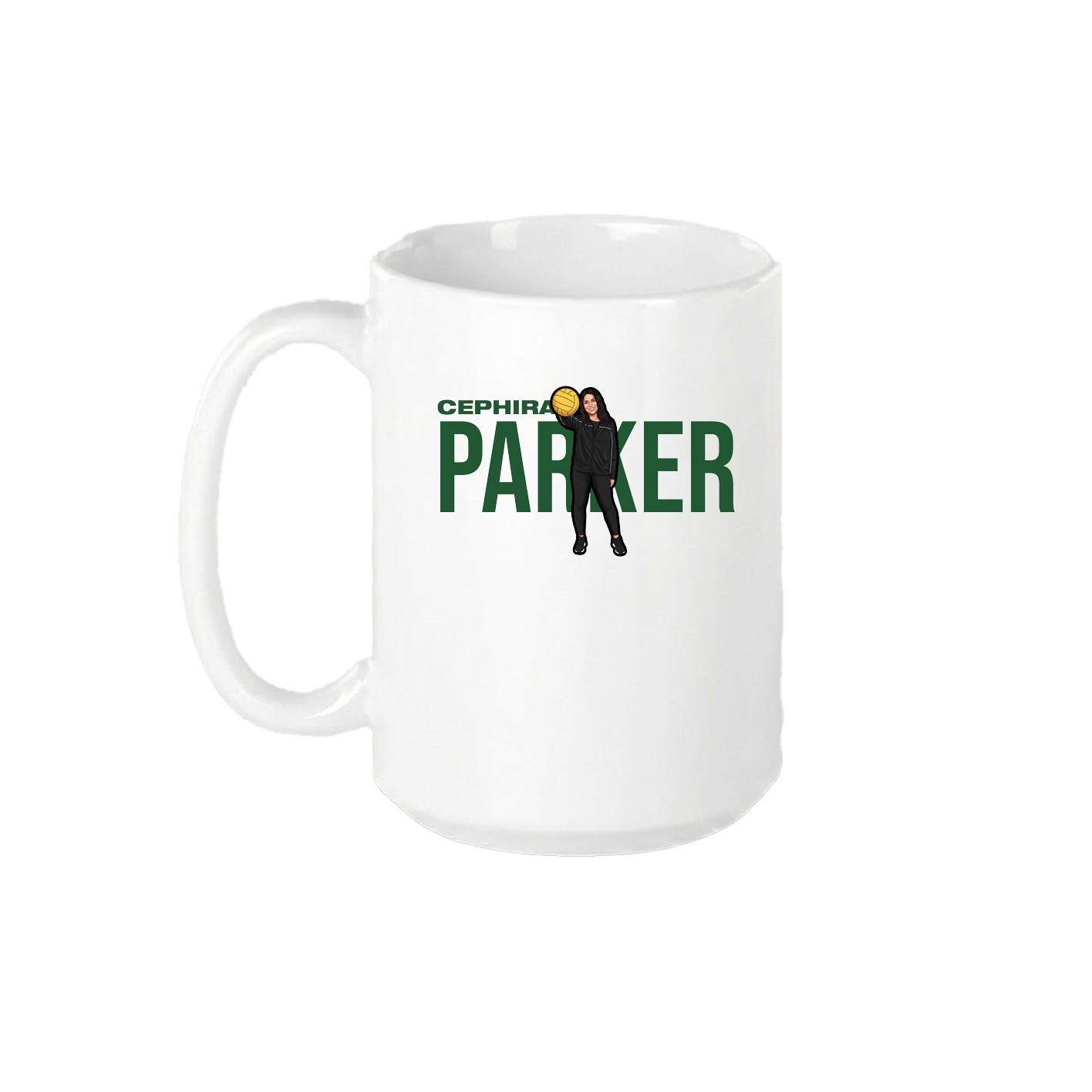 15oz Coffee Mug — Player Name in White