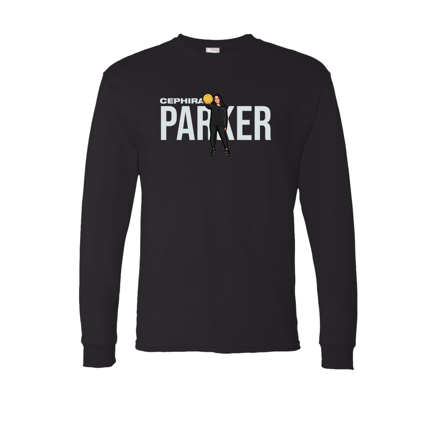 Long Sleeve Tee — Player Name in Black