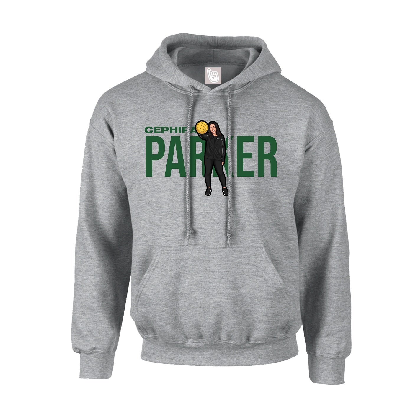 Youth Hoodie — Player Name in Grey