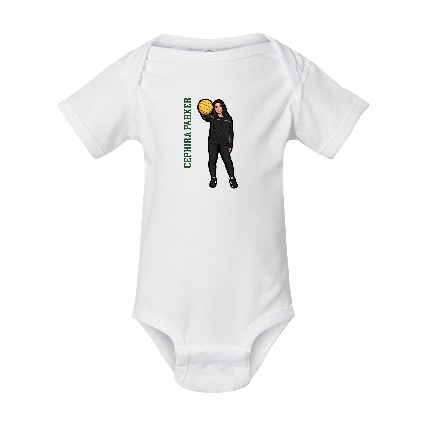Baby Onesie — Name Vertical in White