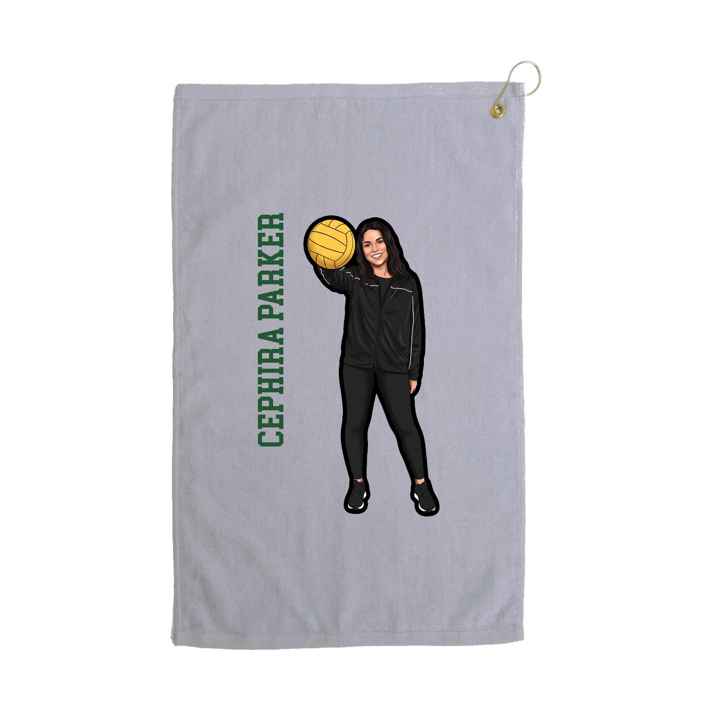 Golf Towel — Name Vertical in Grey