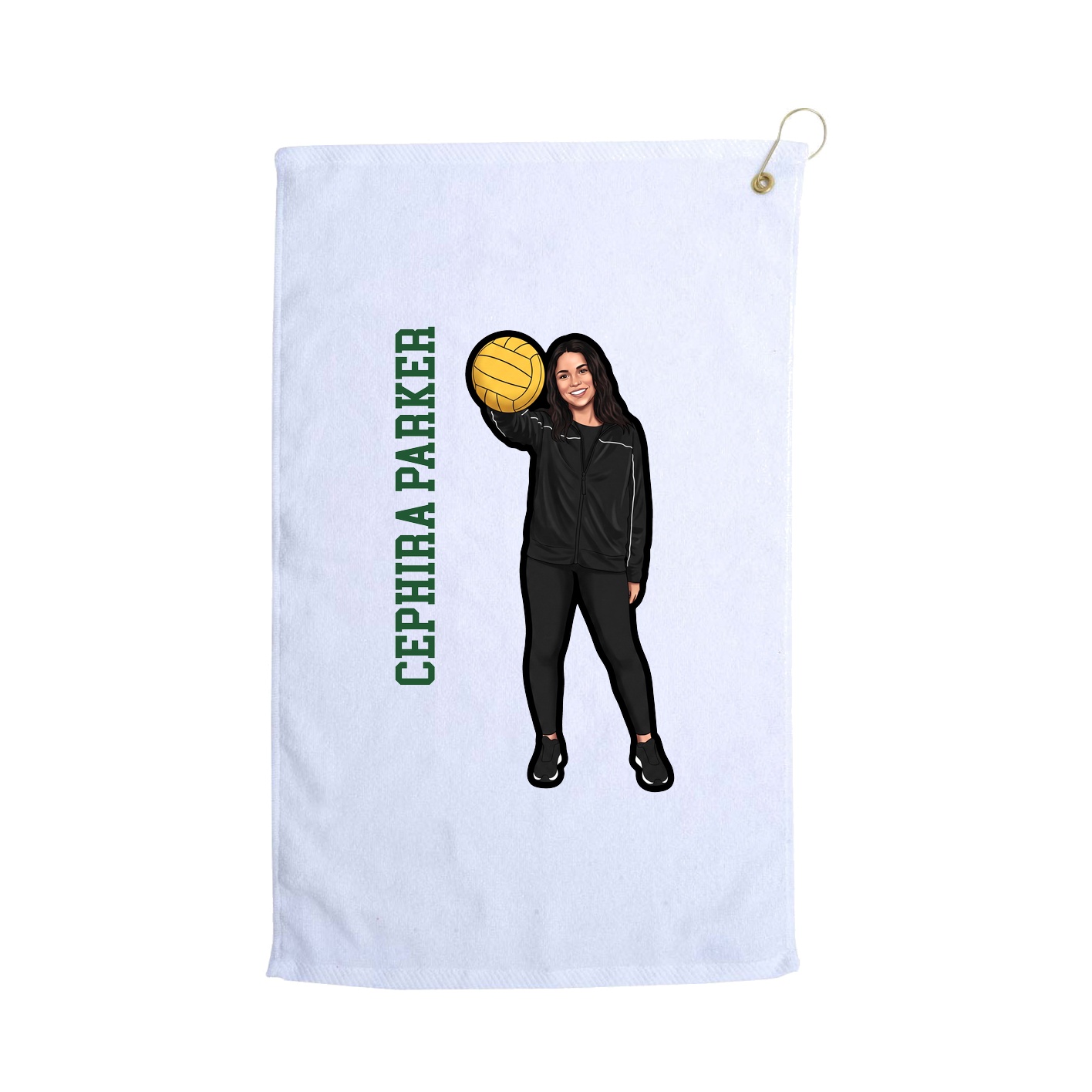 Golf Towel — Name Vertical in White
