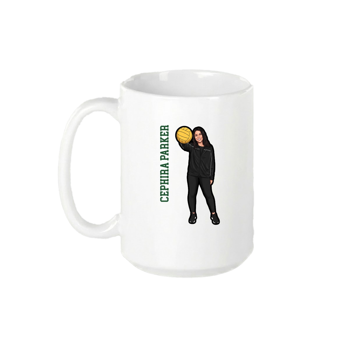 15oz Coffee Mug — Name Vertical in White