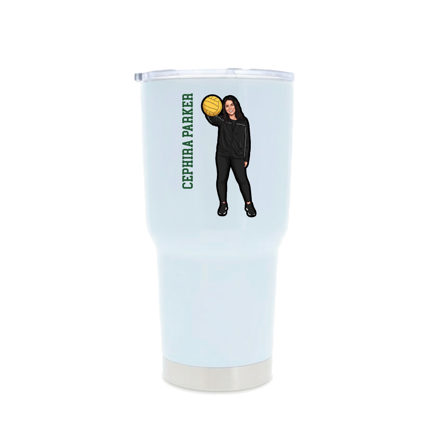 30oz Stainless Steel Tumbler — Name Vertical in White