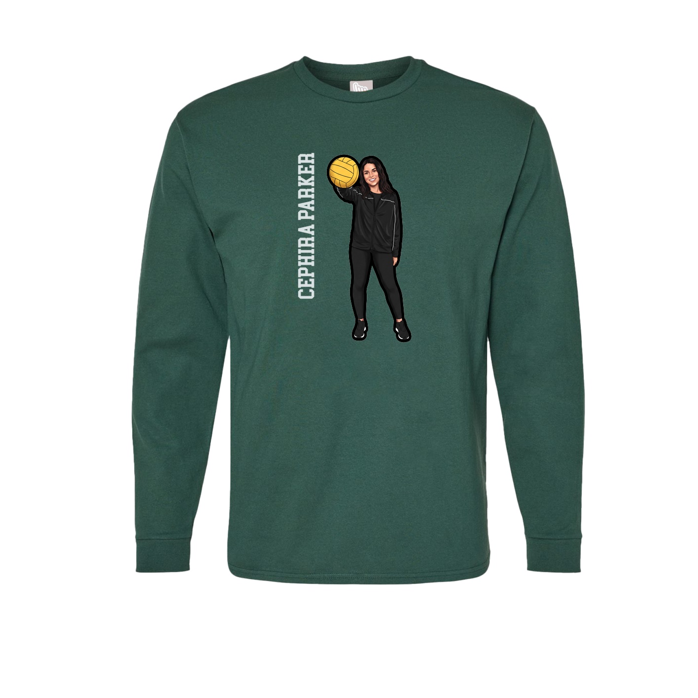 Long Sleeve Tee — Name Vertical in Green