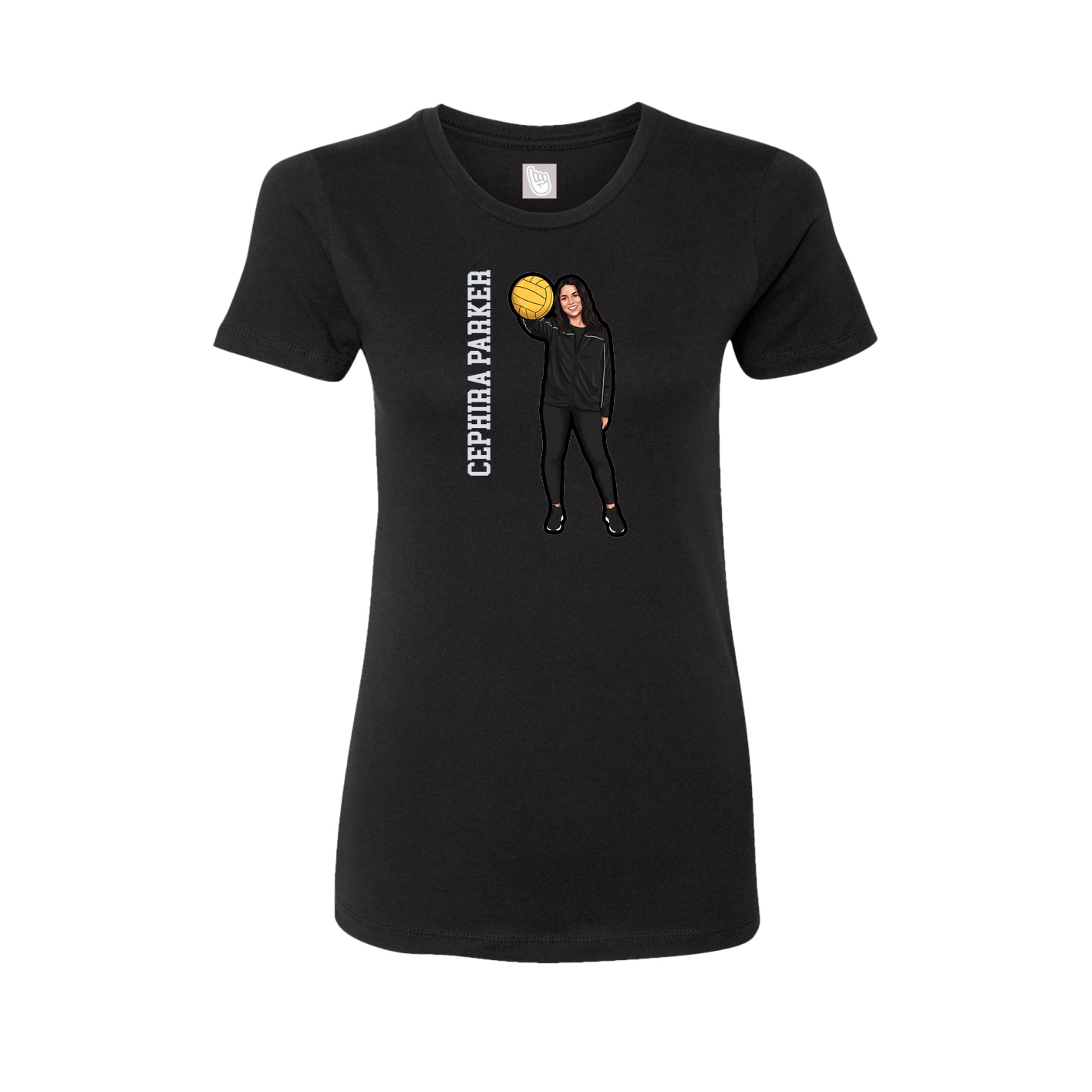 Fitted Women's Tee — Name Vertical in Black