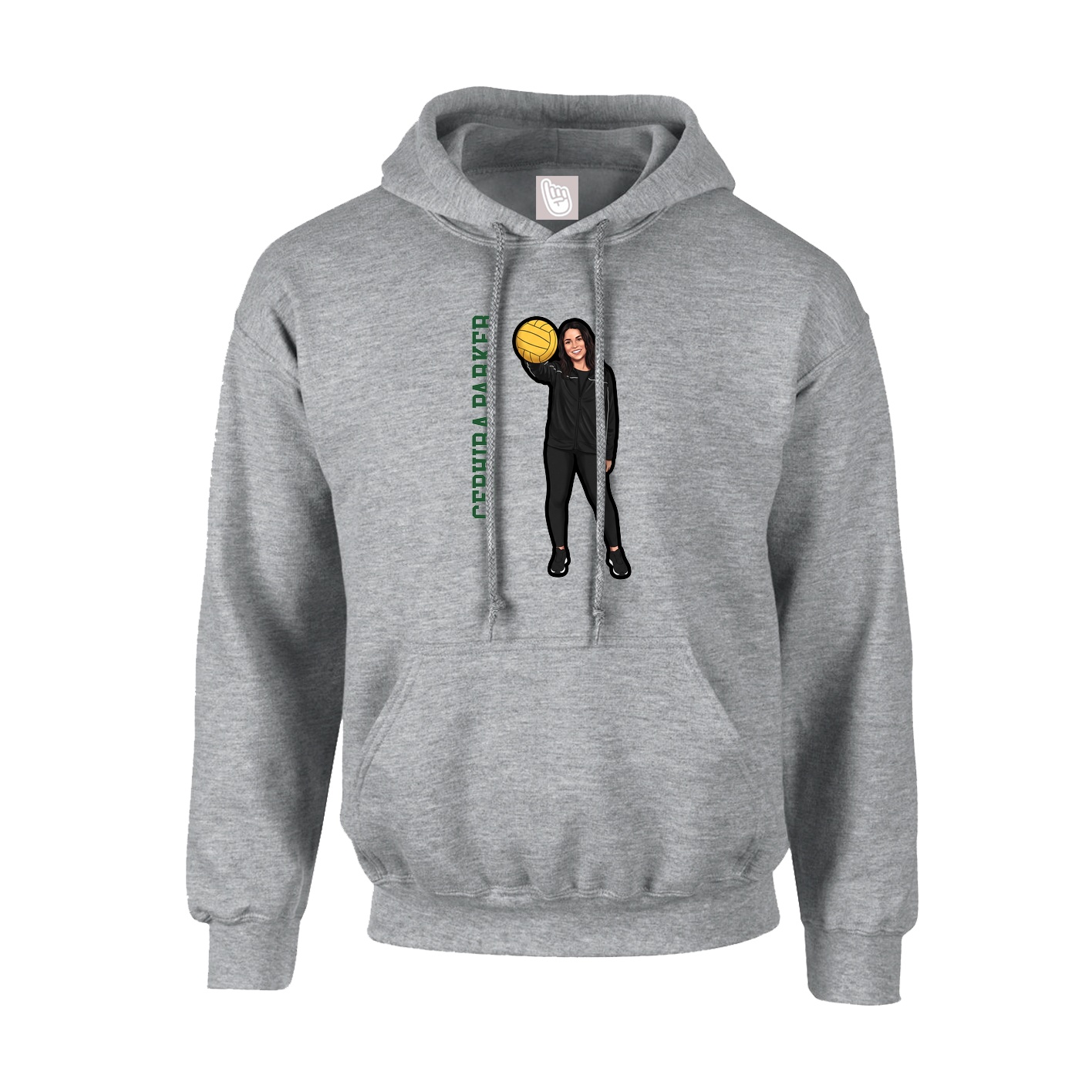 Youth Hoodie — Name Vertical in Grey