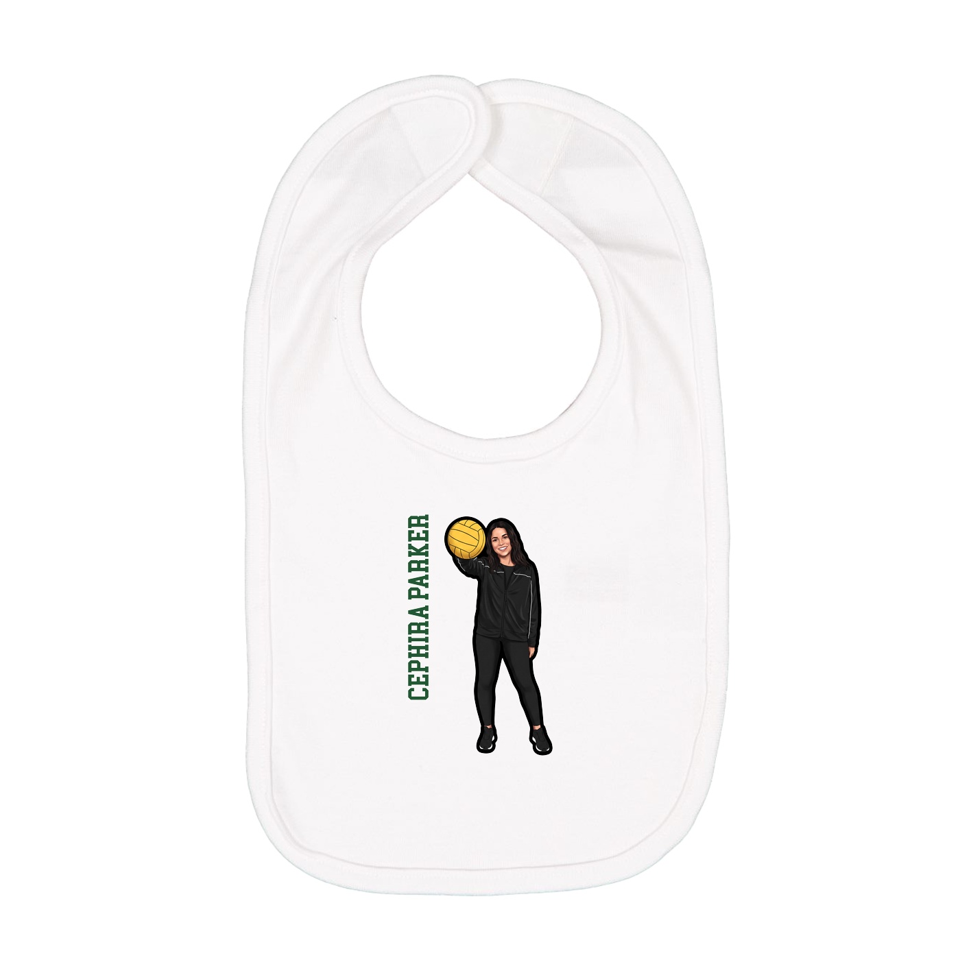 Infant Bib — Name Vertical in White