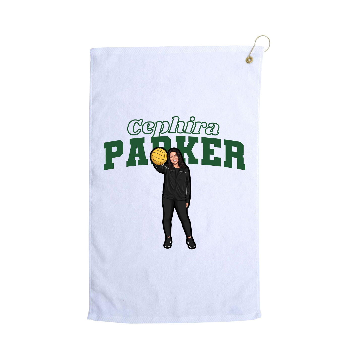 Golf Towel — Name Arch in White