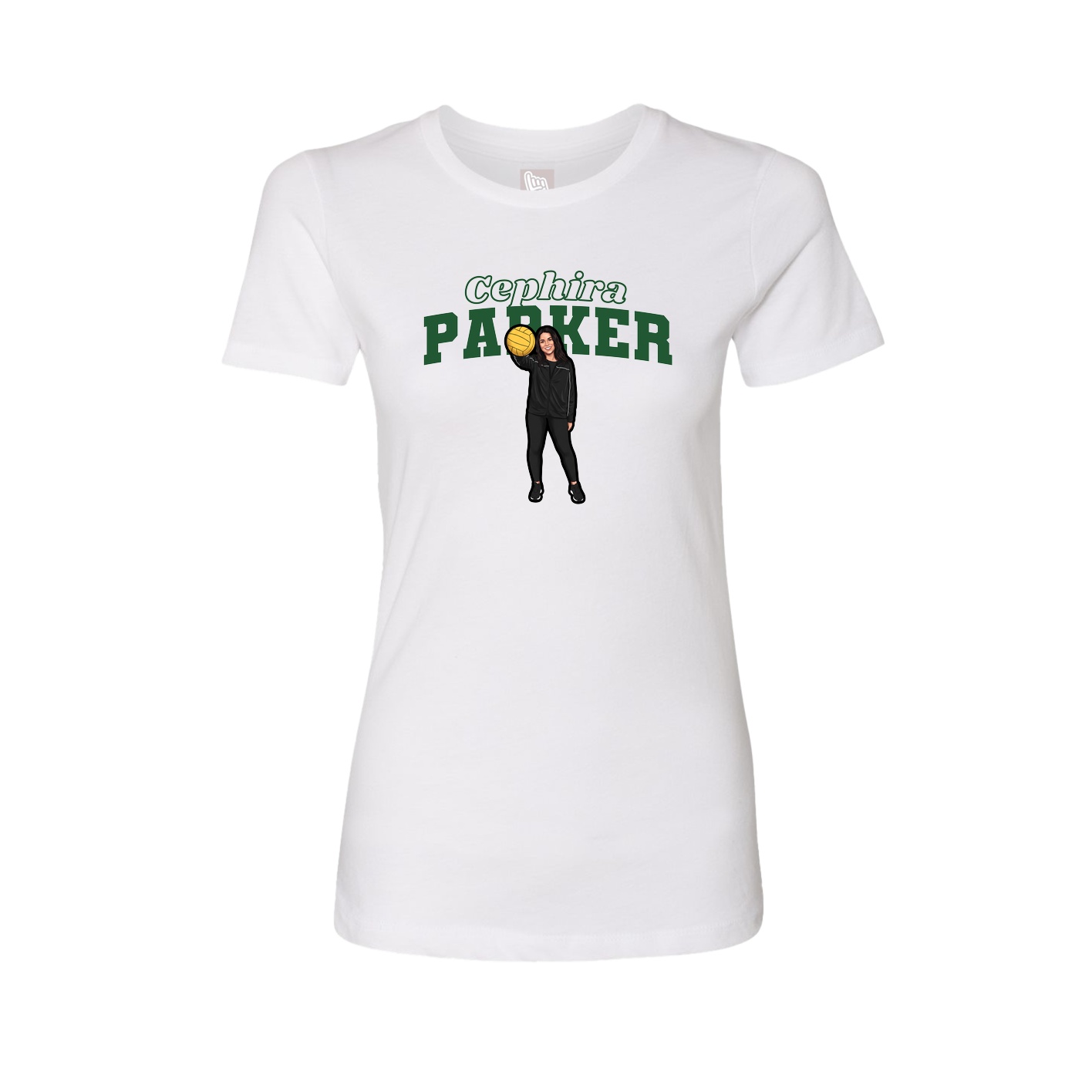 Fitted Women's Tee — Name Arch in White