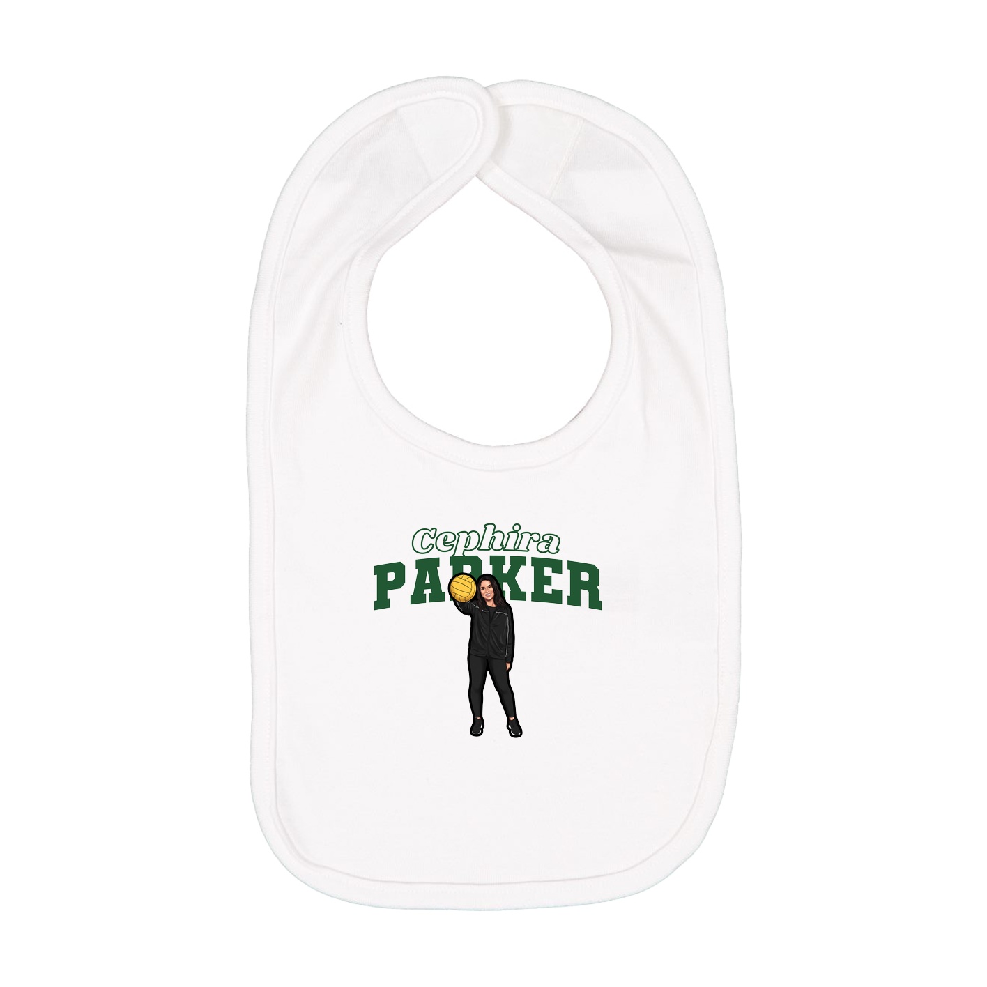 Infant Bib — Name Arch in White
