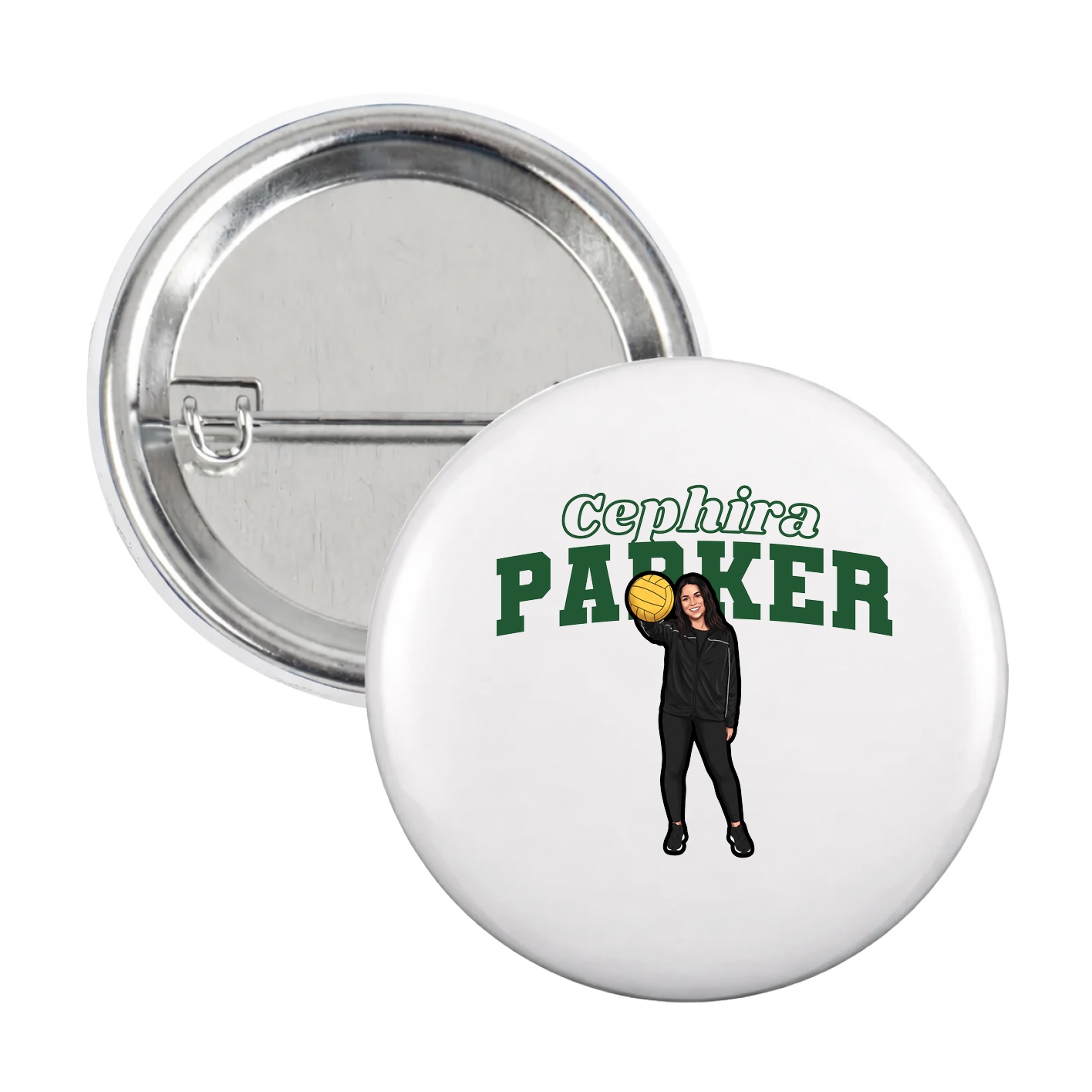 Game Day Button — Name Arch in White