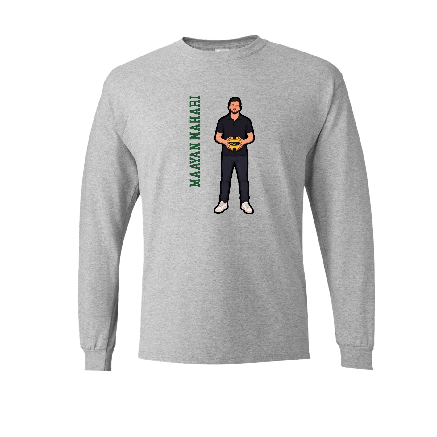 Long Sleeve Tee — Name Vertical in Grey