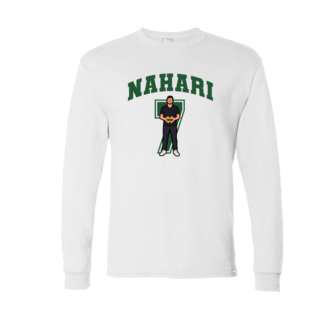 Long Sleeve Tee — Number in White